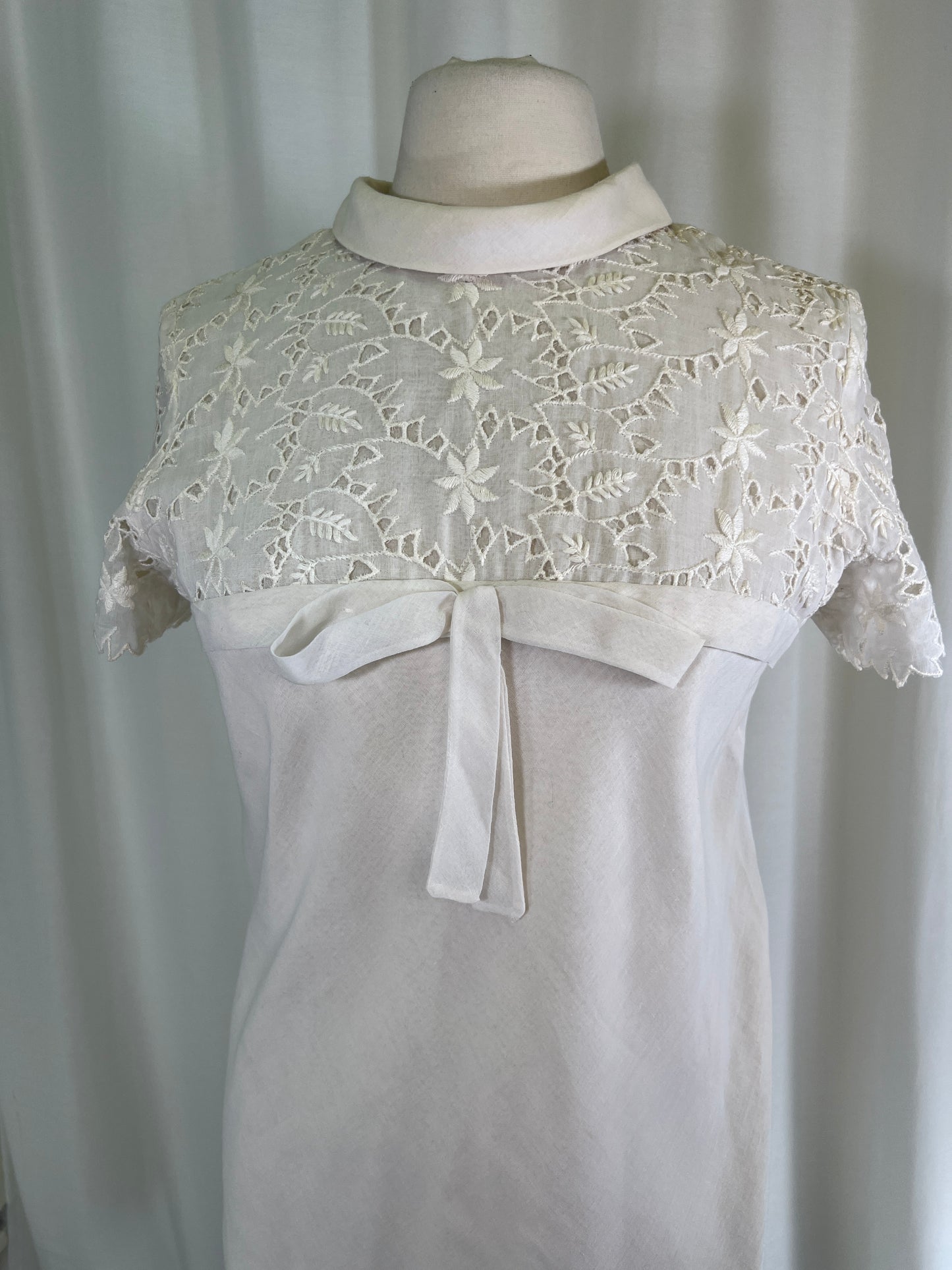 60s Johnathan Logan White Lace Top Sheath Dress