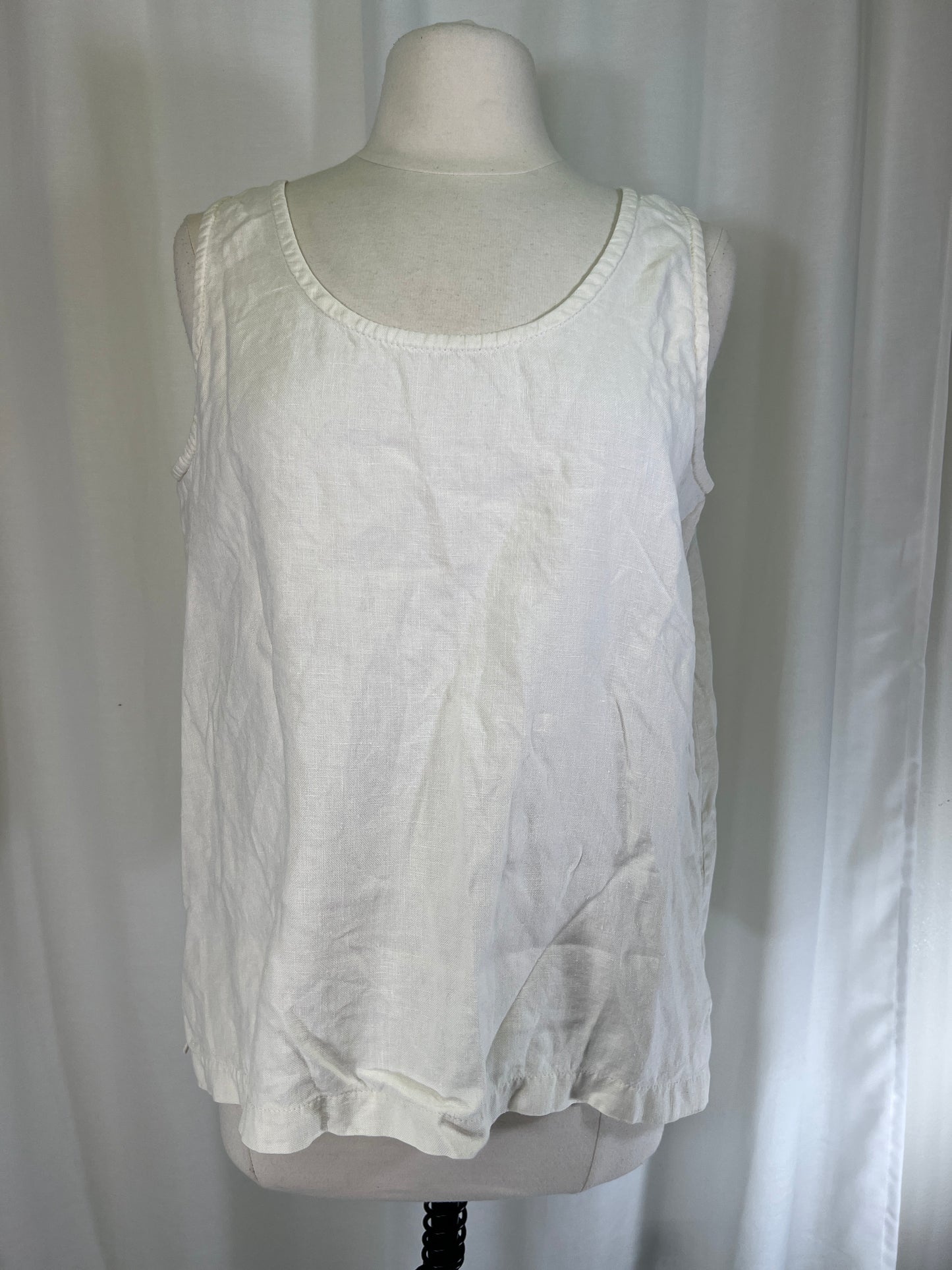 80s Boxy Cream Linen Tank Blouse