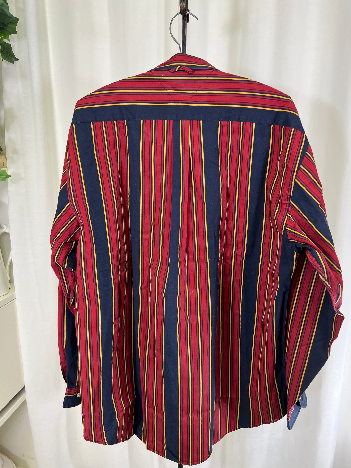 90s Tommy Hilfiger Red and Blue Striped Button Down Shirt