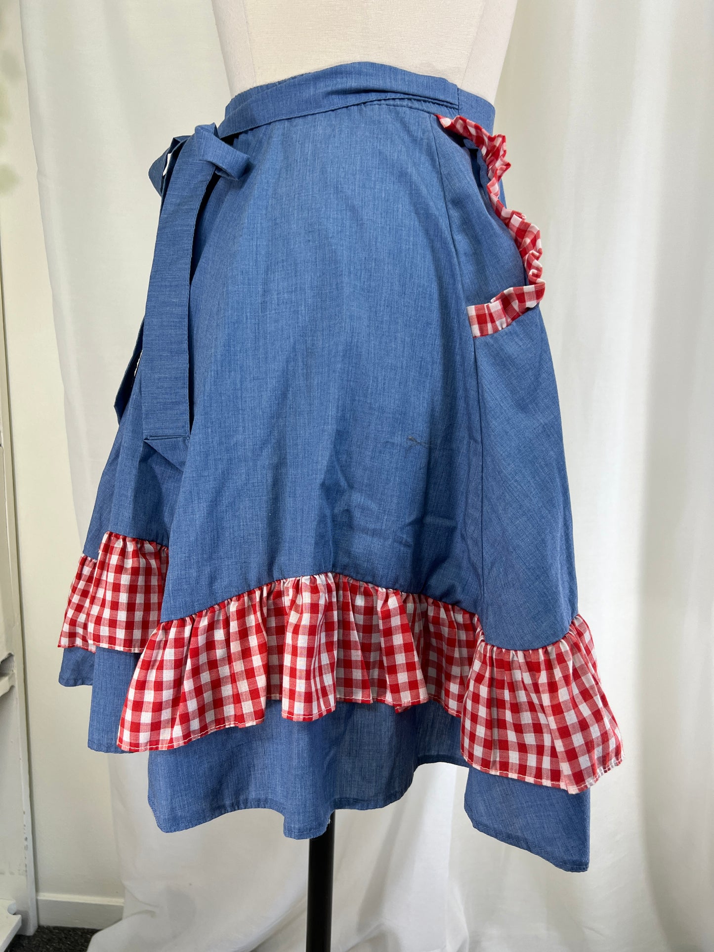 70s Denim and Gingham Western Square
Dancing Skirt by Square Up Fashions