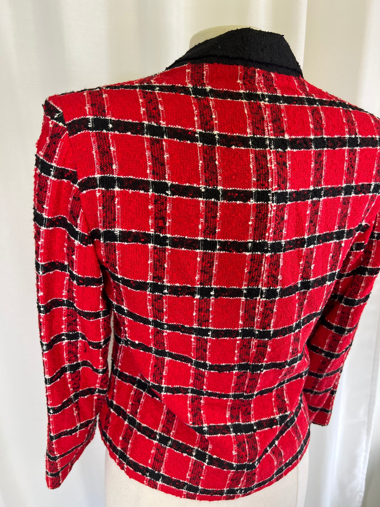 80s For Pete’s Sake Black and Red Plaid Blazer Jacket