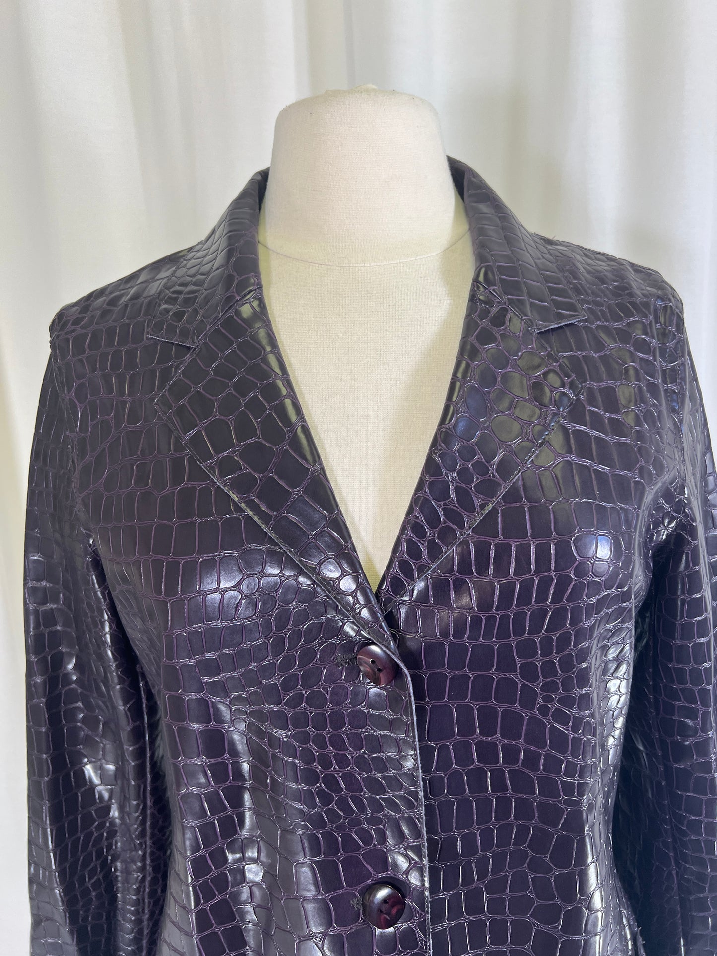 90s Womyn Eggplant Purple Faux Crocodile Jacket