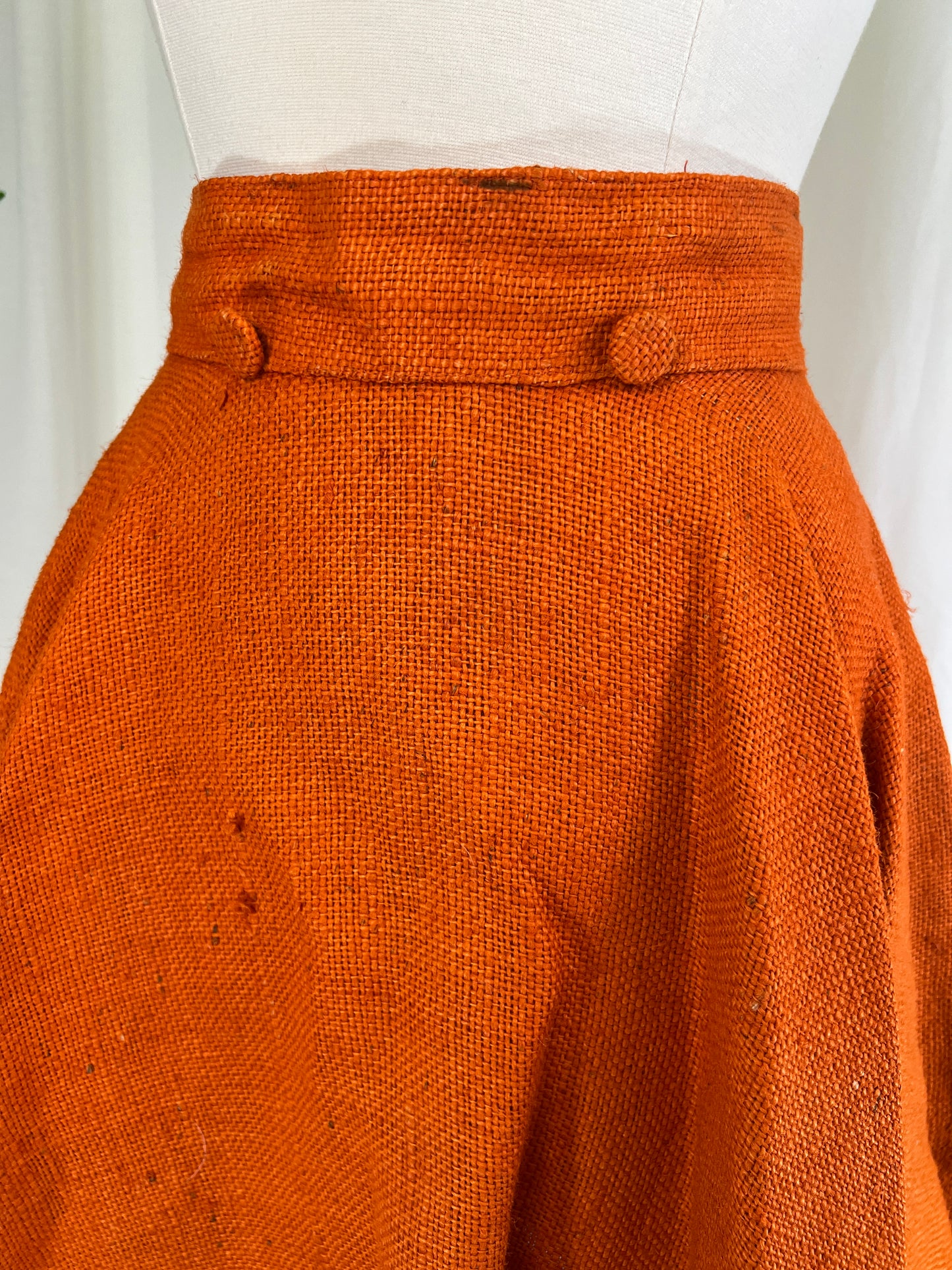 50s Orange Burlap Full Circle Skirt