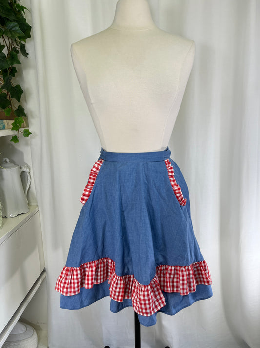 70s Denim and Gingham Western Square
Dancing Skirt by Square Up Fashions