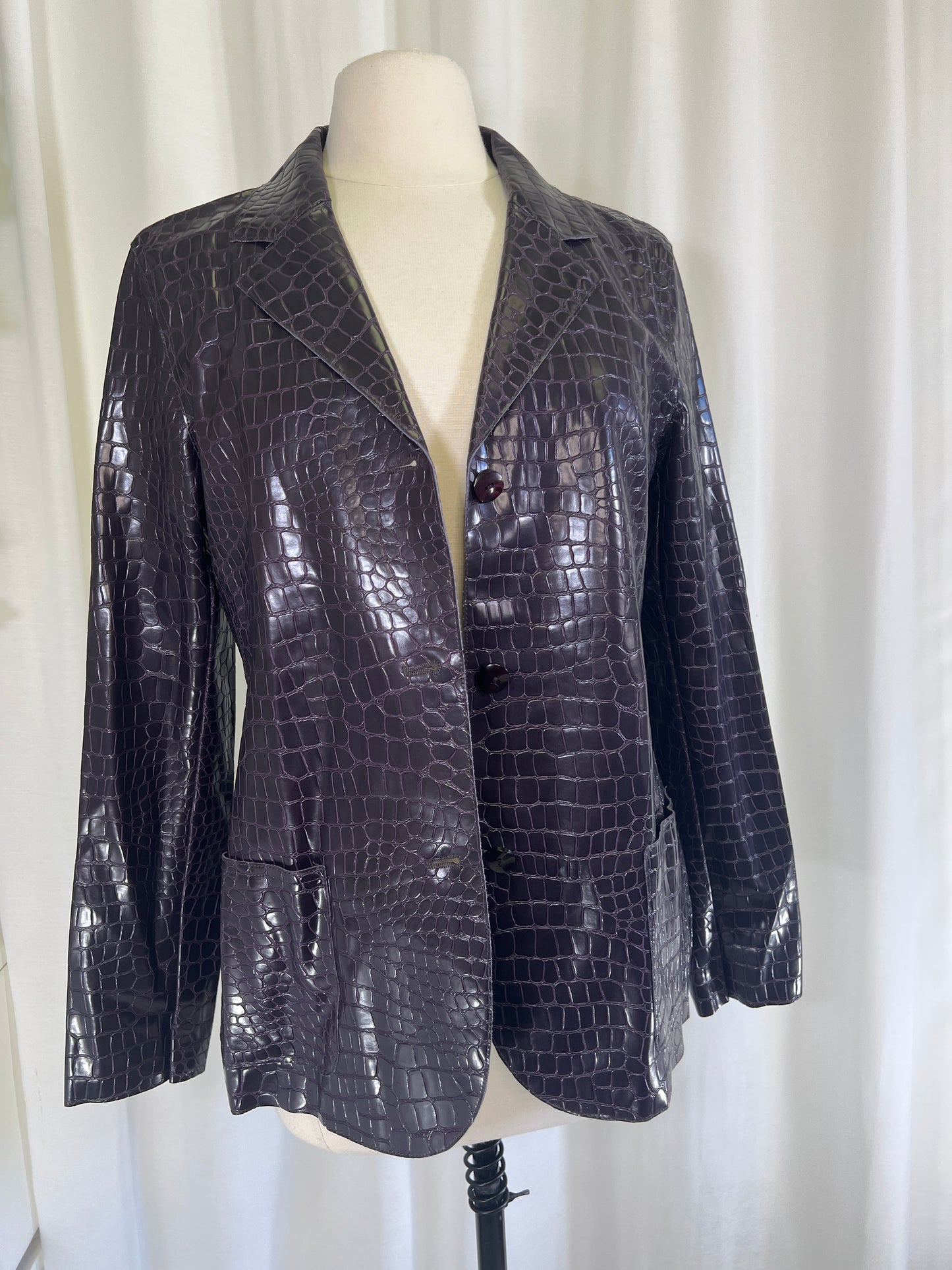 90s Womyn Eggplant Purple Faux Crocodile Jacket