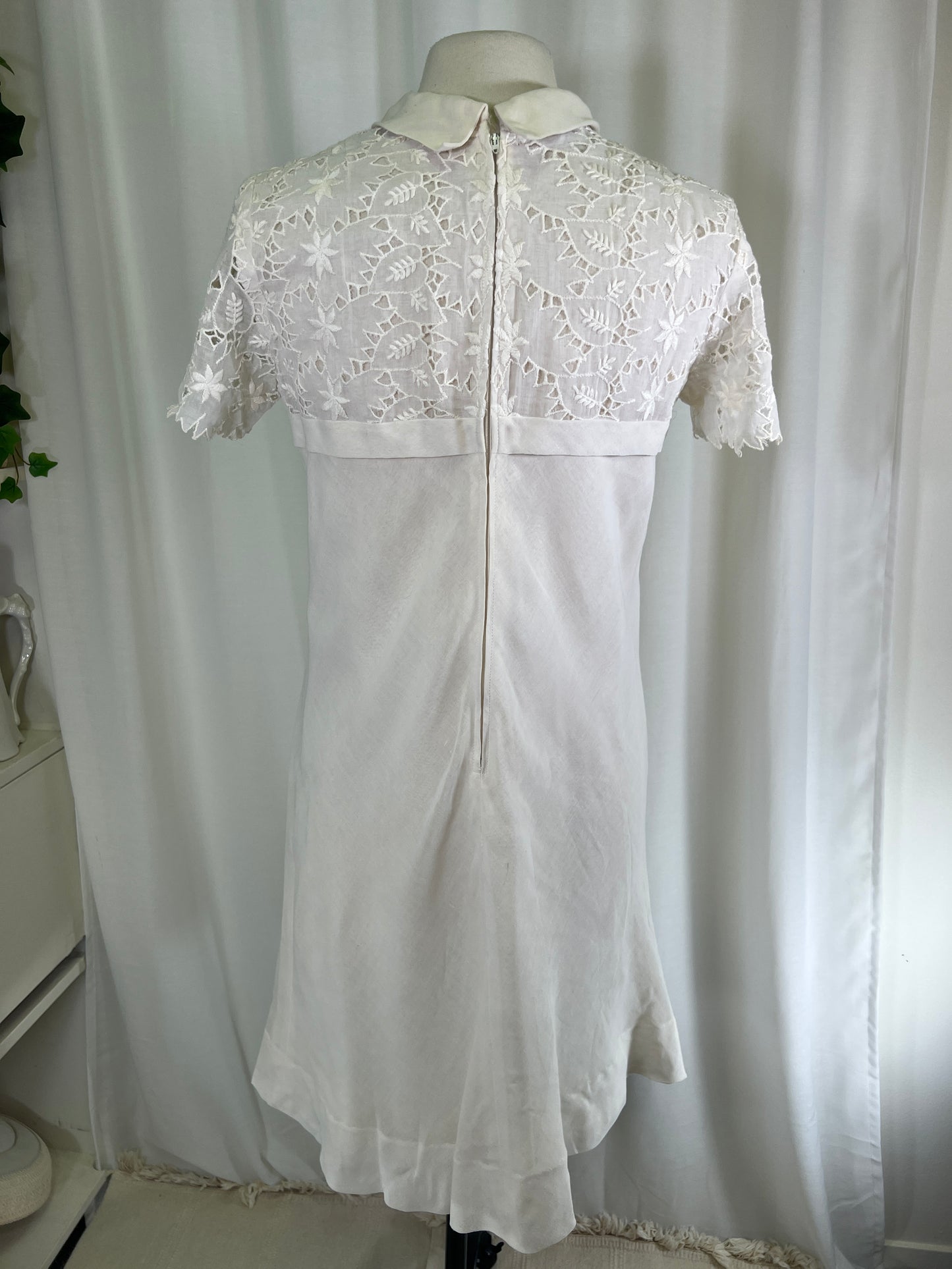 60s Johnathan Logan White Lace Top Sheath Dress