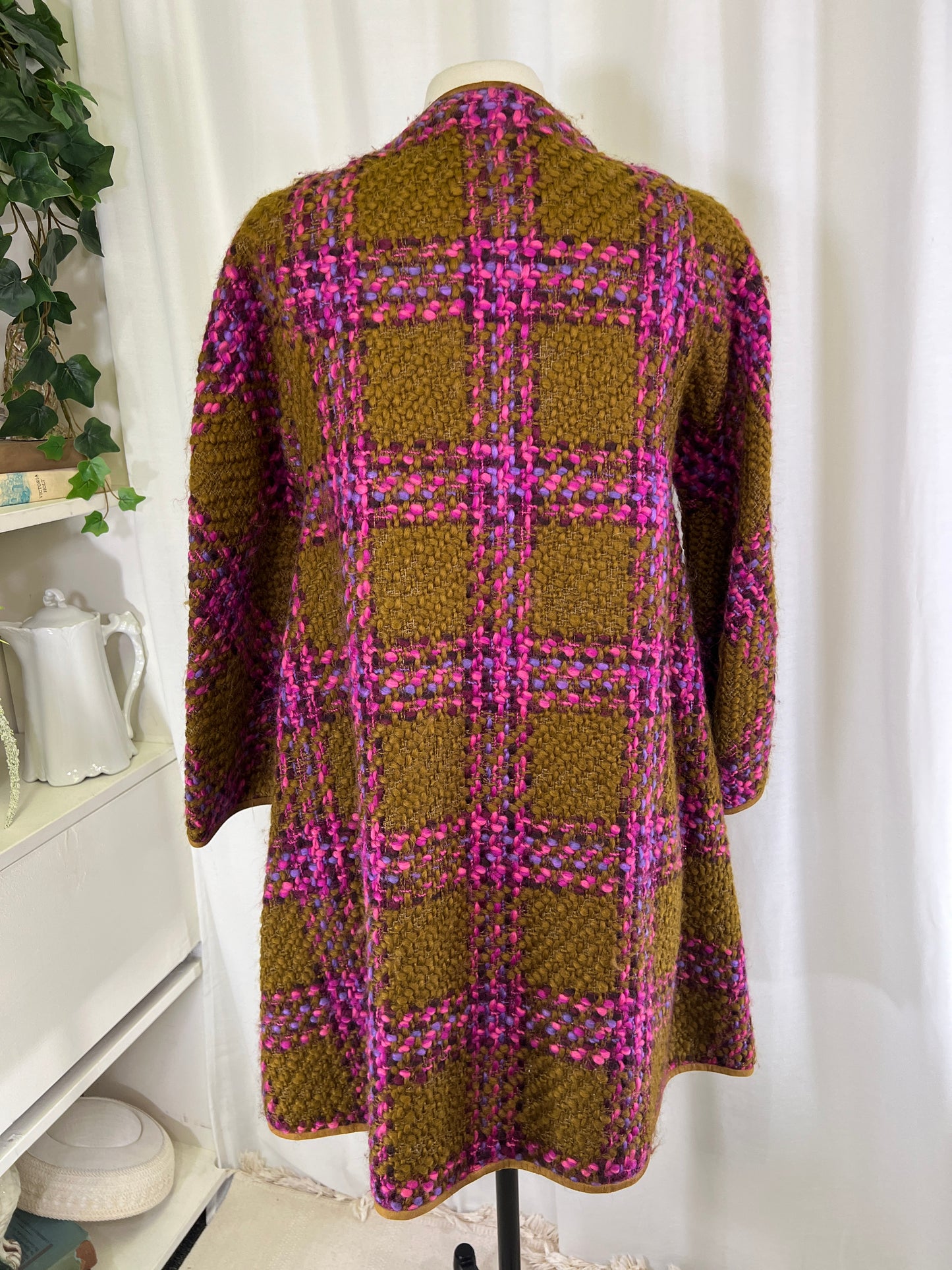 60s Sills Bonnie Cashin Pink and Green Toggle Closure Tweed Mod Jacket