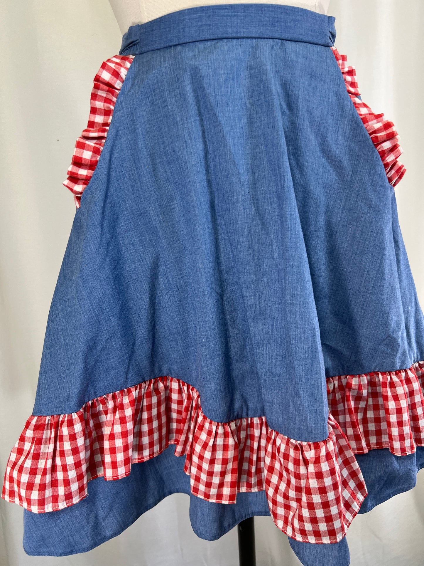 70s Denim and Gingham Western Square
Dancing Skirt by Square Up Fashions