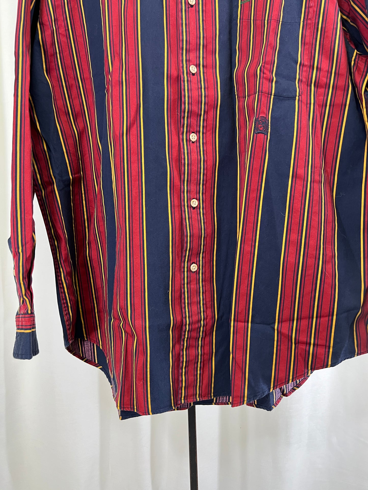 90s Tommy Hilfiger Red and Blue Striped Button Down Shirt