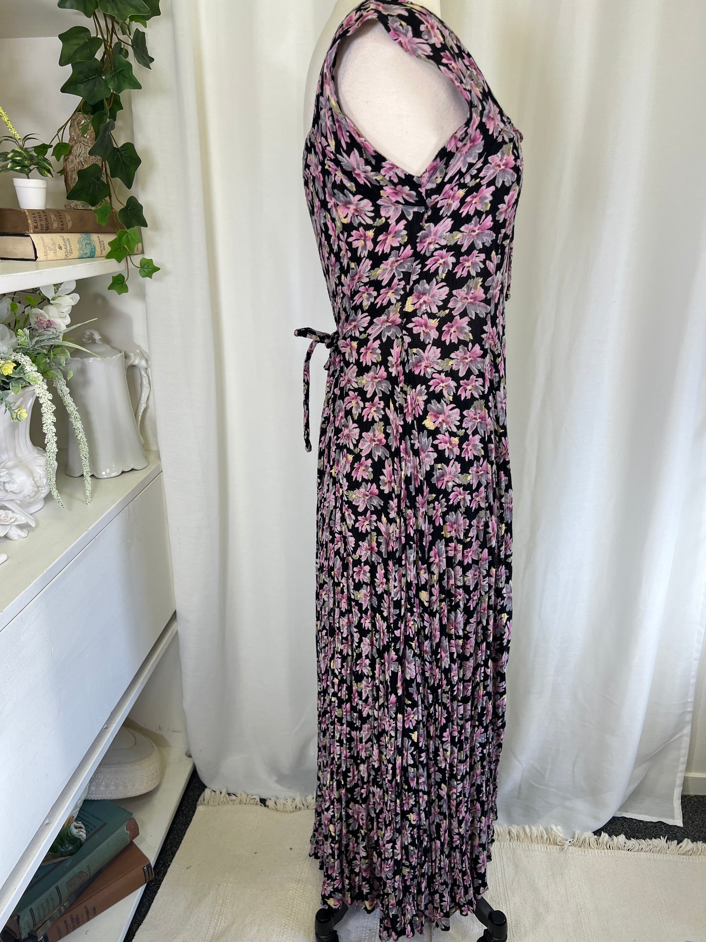 90s Starina Floral Rayon Print Maxi Dress