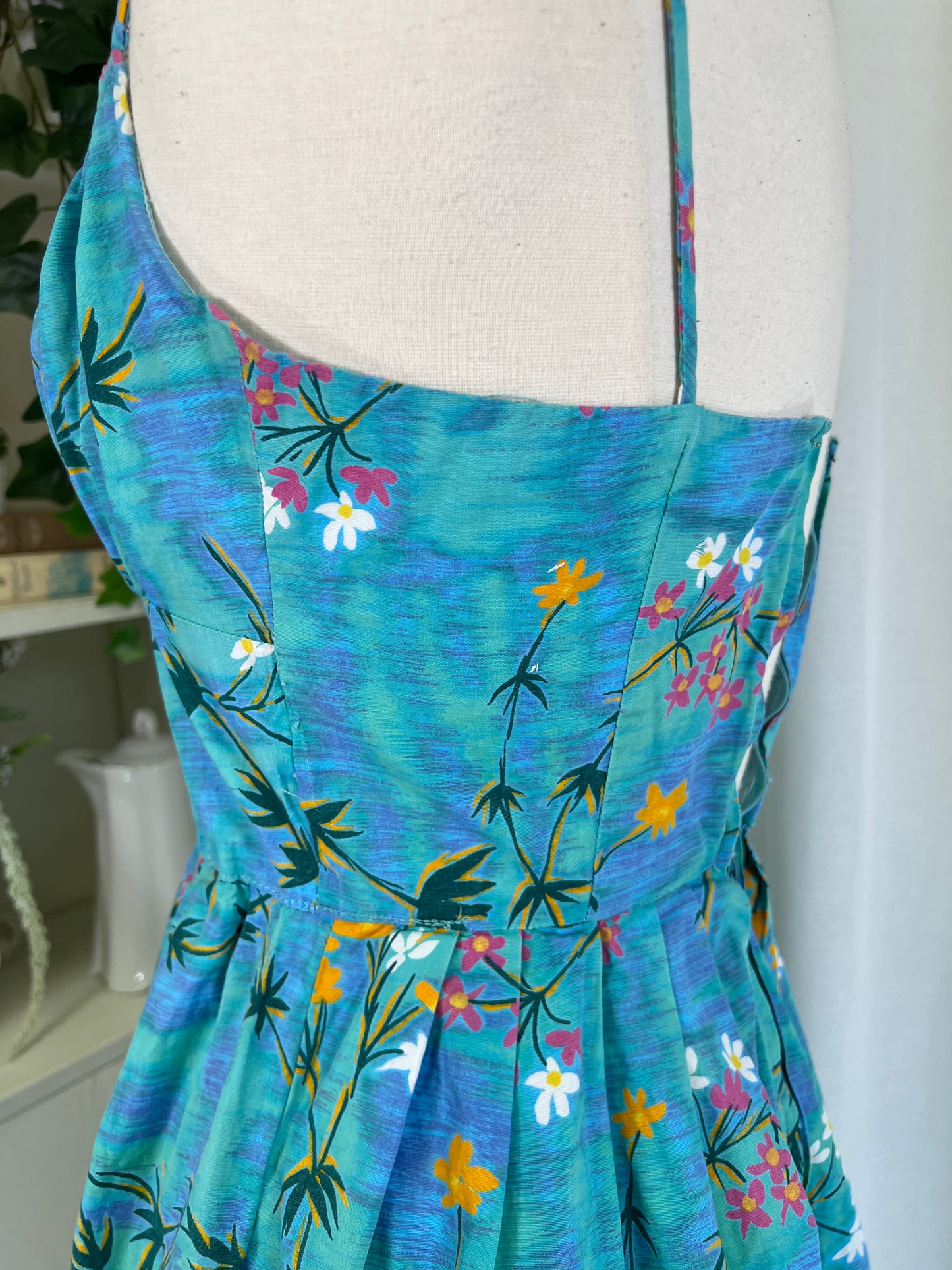 50s Blue Lagoon Balconette Dress