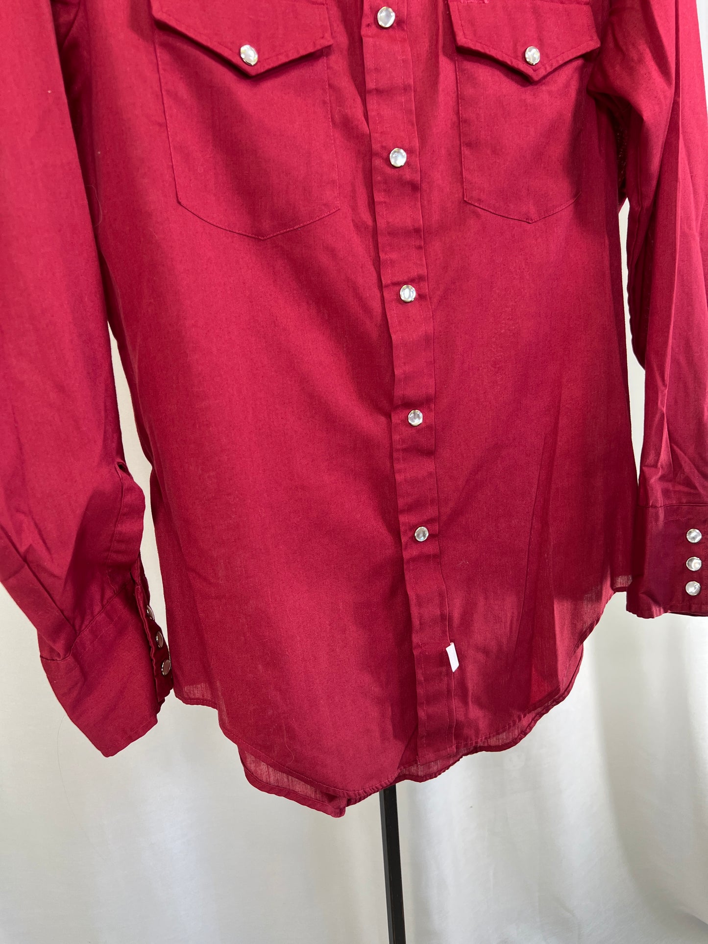 70s Maroon Charlie Brown Shirtmakers Pearl Snap Western Shirt