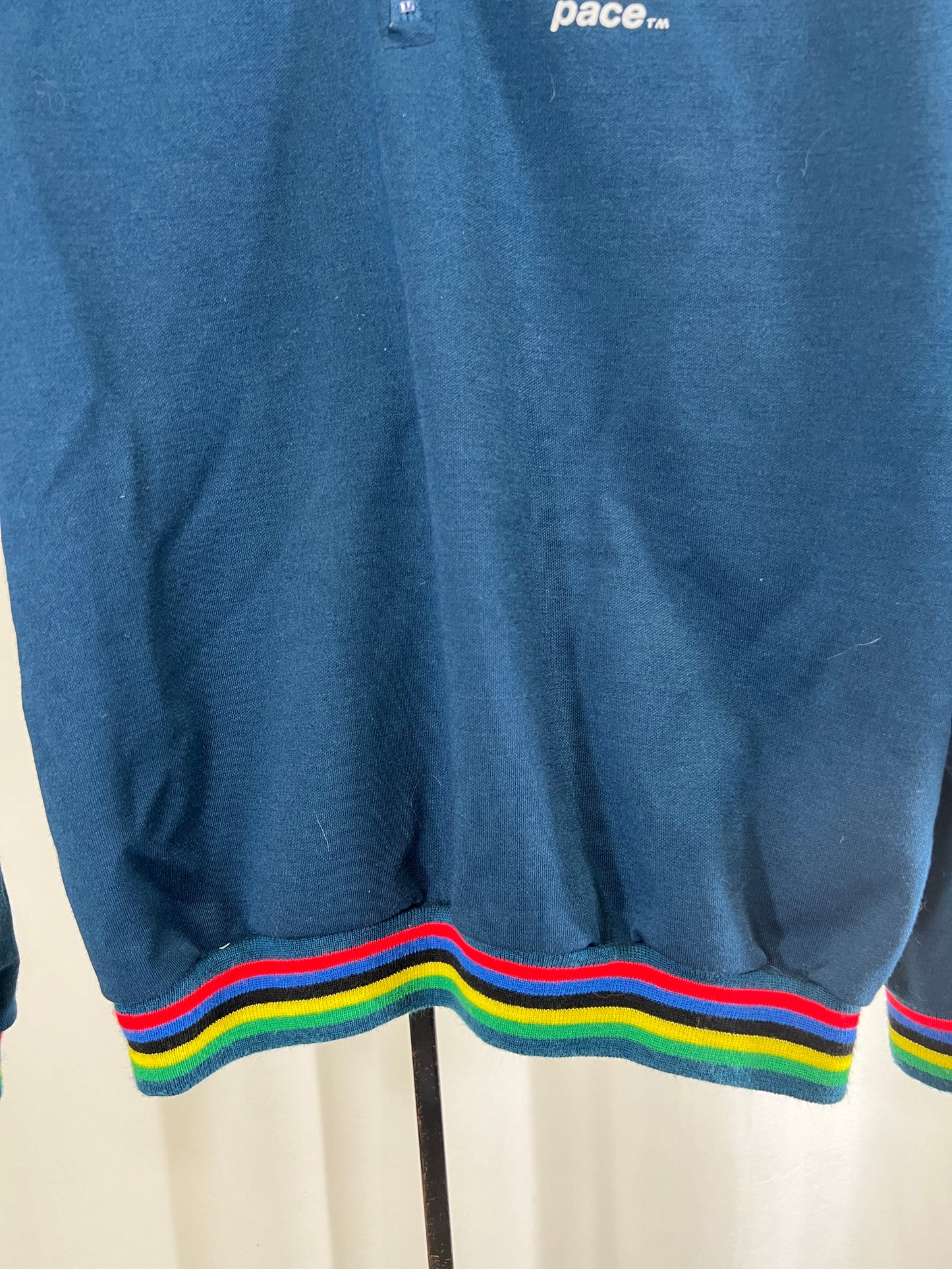 80s Pace Rainbow Trimmed Wool Blend Cycle Sweater