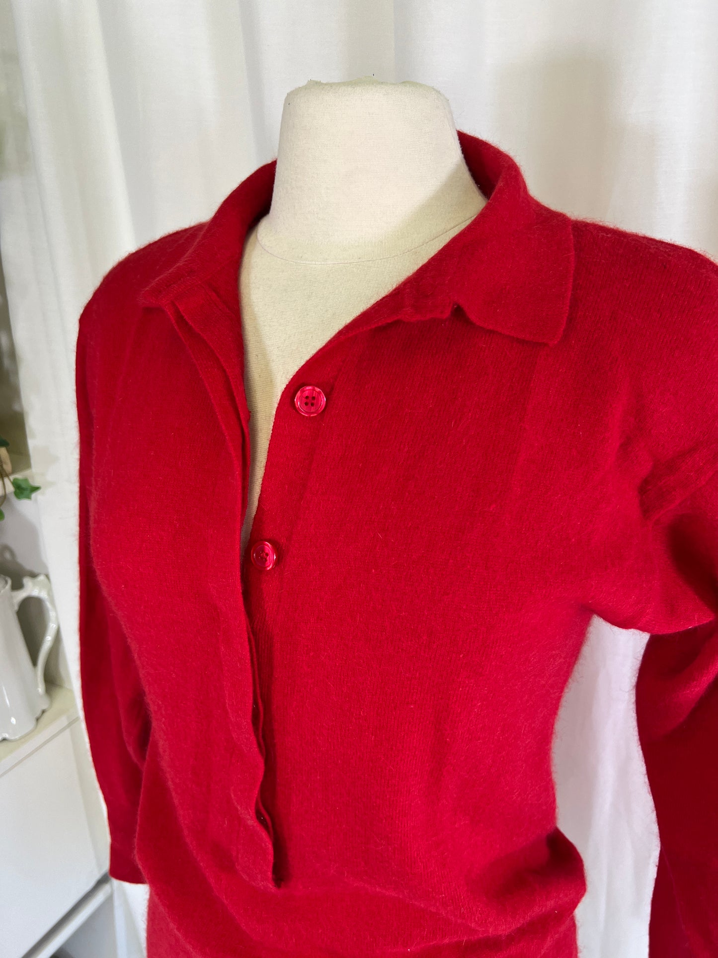 80s Neil Martin Wool Angora Blend Red Slouchy Sweater