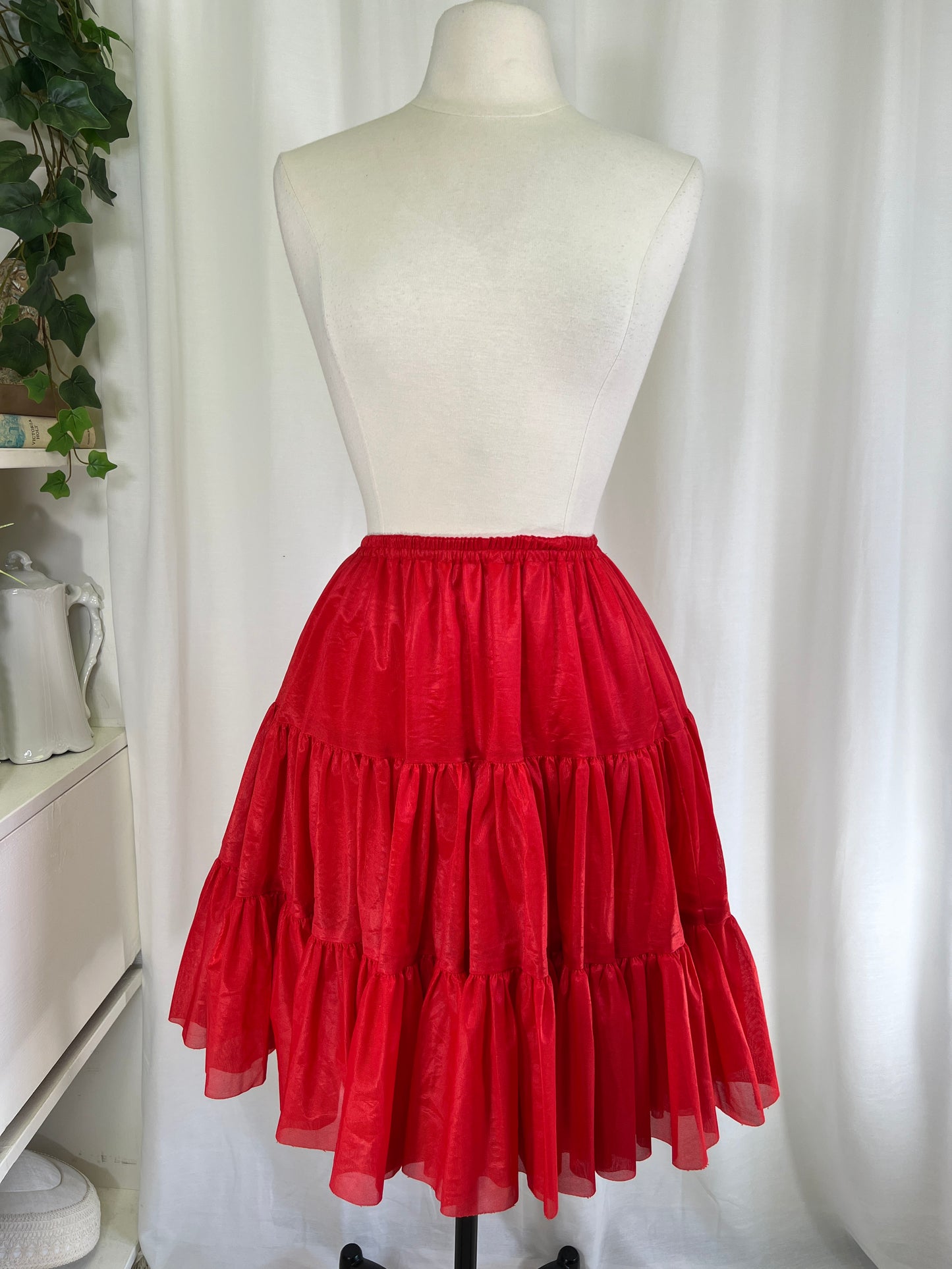 90s Y2K Red Western Square Dancing Skirt Petticoat