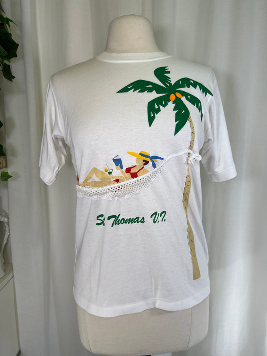 80s St. Thomas Hammock Souvenir Tourist Tee Shirt