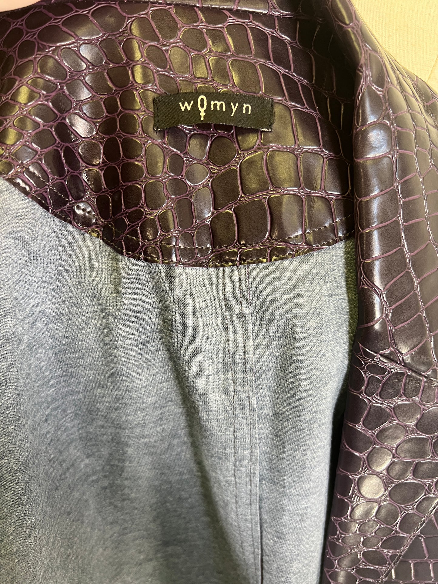 90s Womyn Eggplant Purple Faux Crocodile Jacket