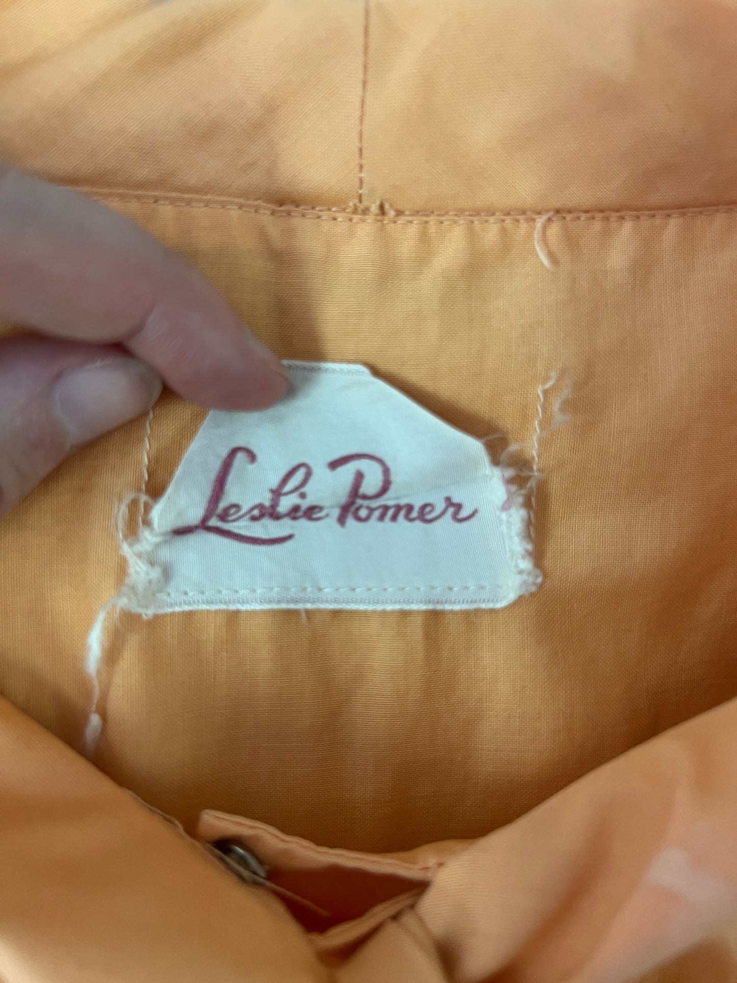 60s Leslie Palmer Peach Pussy Bow Smock Dress