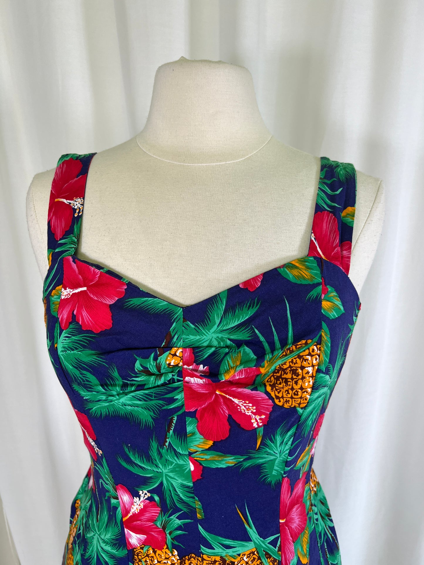 80s Royal Creations Hawaiian Print Mini Dress