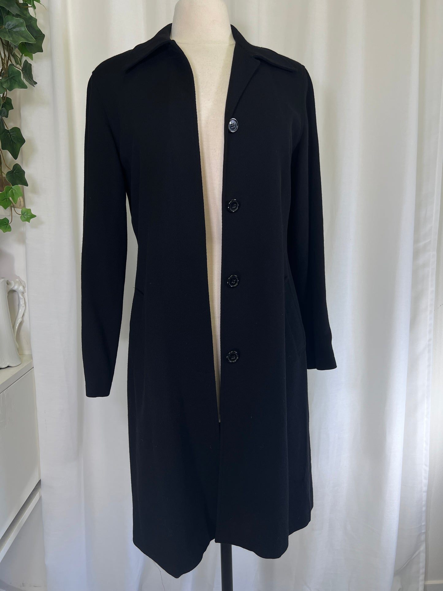 90s Club Monaco Black Minimal Wool Coat