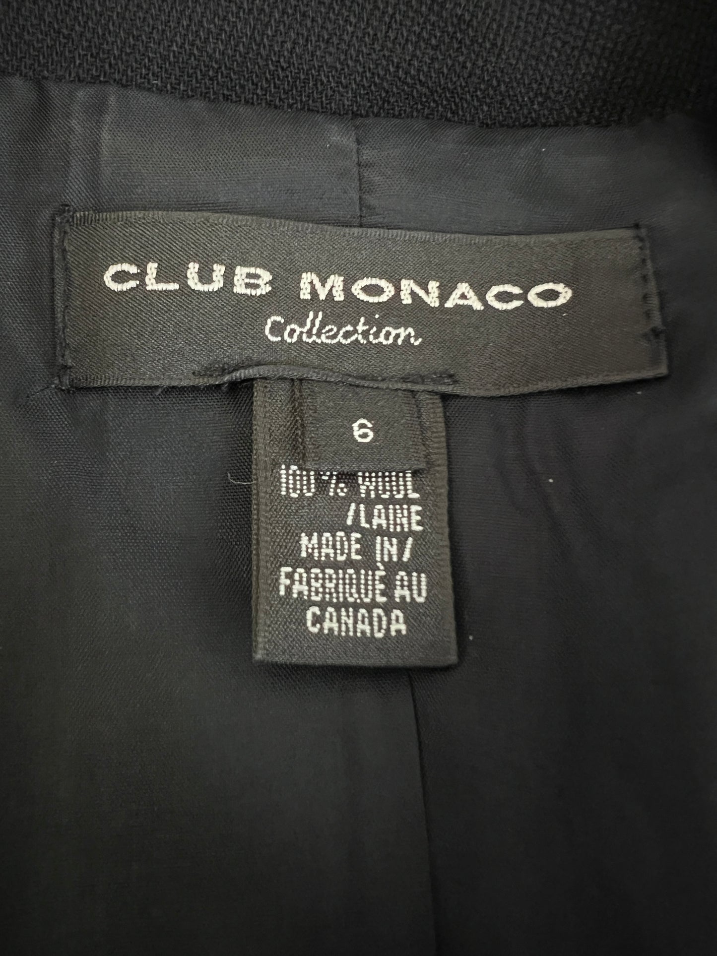 90s Club Monaco Black Minimal Wool Coat