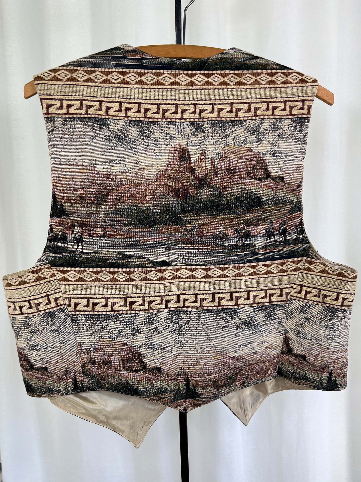 90s Aurora Western Scene Tapestry Vest Waistcoat