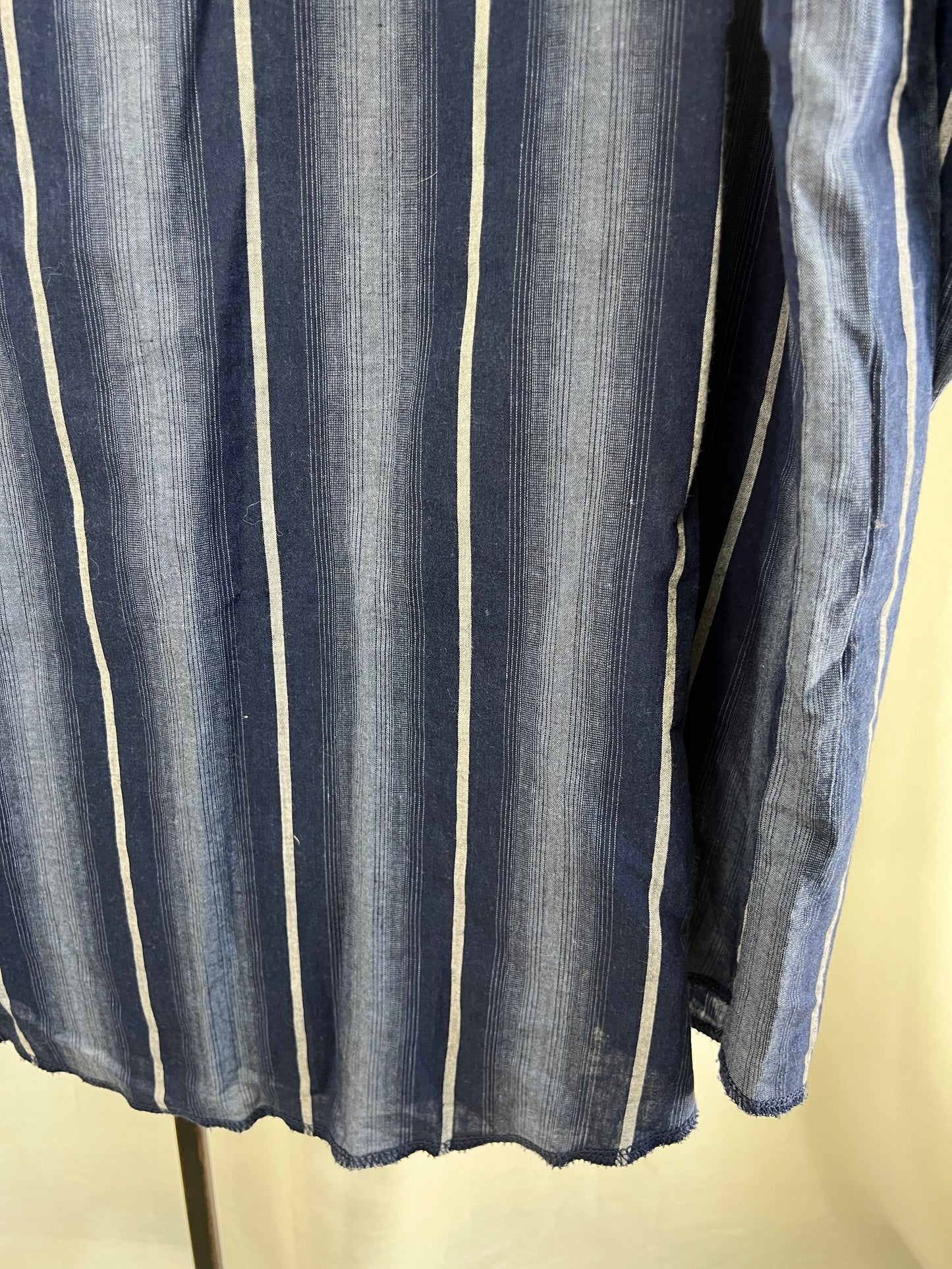 80s Wrangler Blue Striped Pearl Snap Shirt