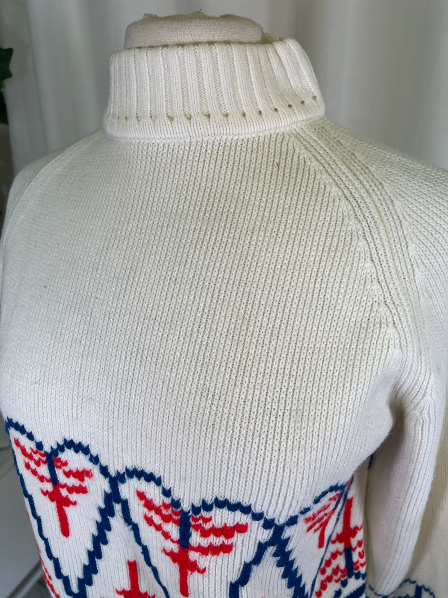 70s Red White and Blue Hearts Sweater