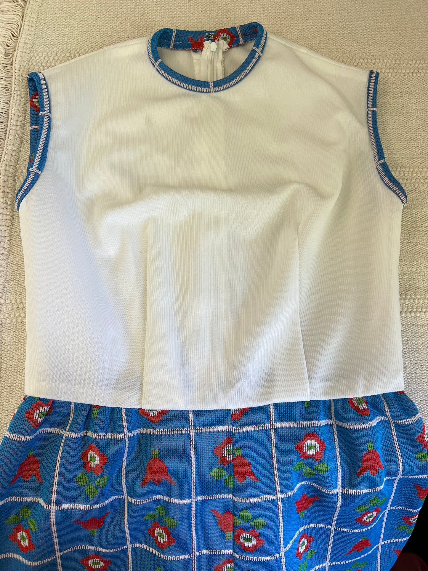 60s Red White and Blue Floral Mini Dress