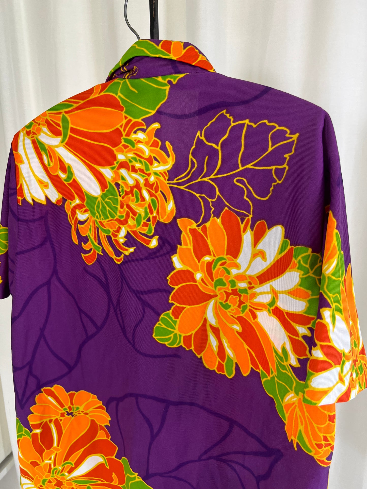 60s Walter Clarke’s Hawaiian Print Zipper Polo Shirt