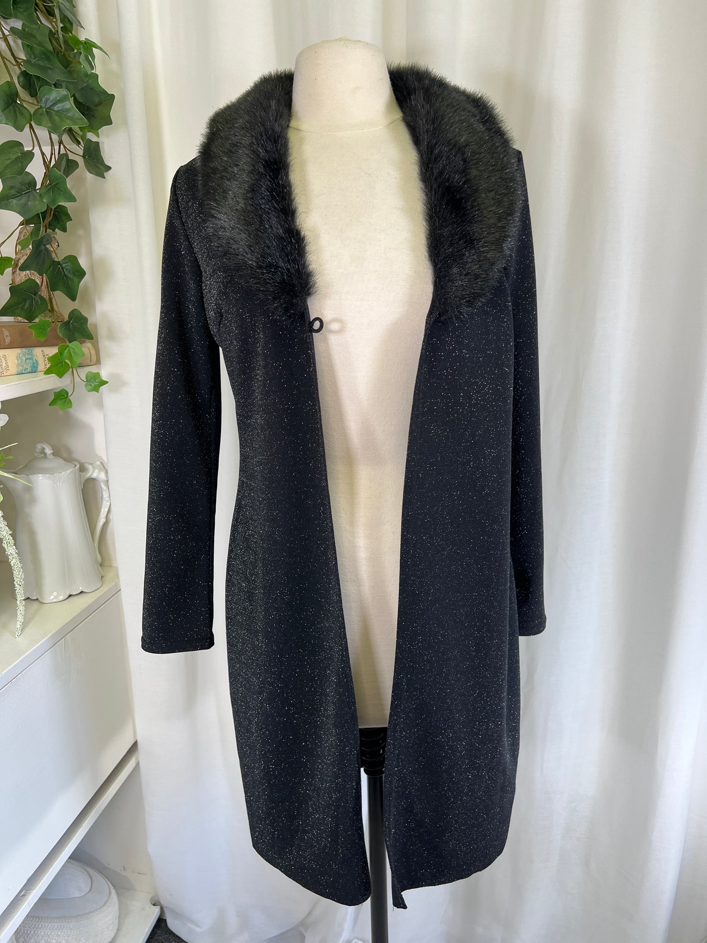 90s Indications Black and Silver Lurex Duster Cardigan