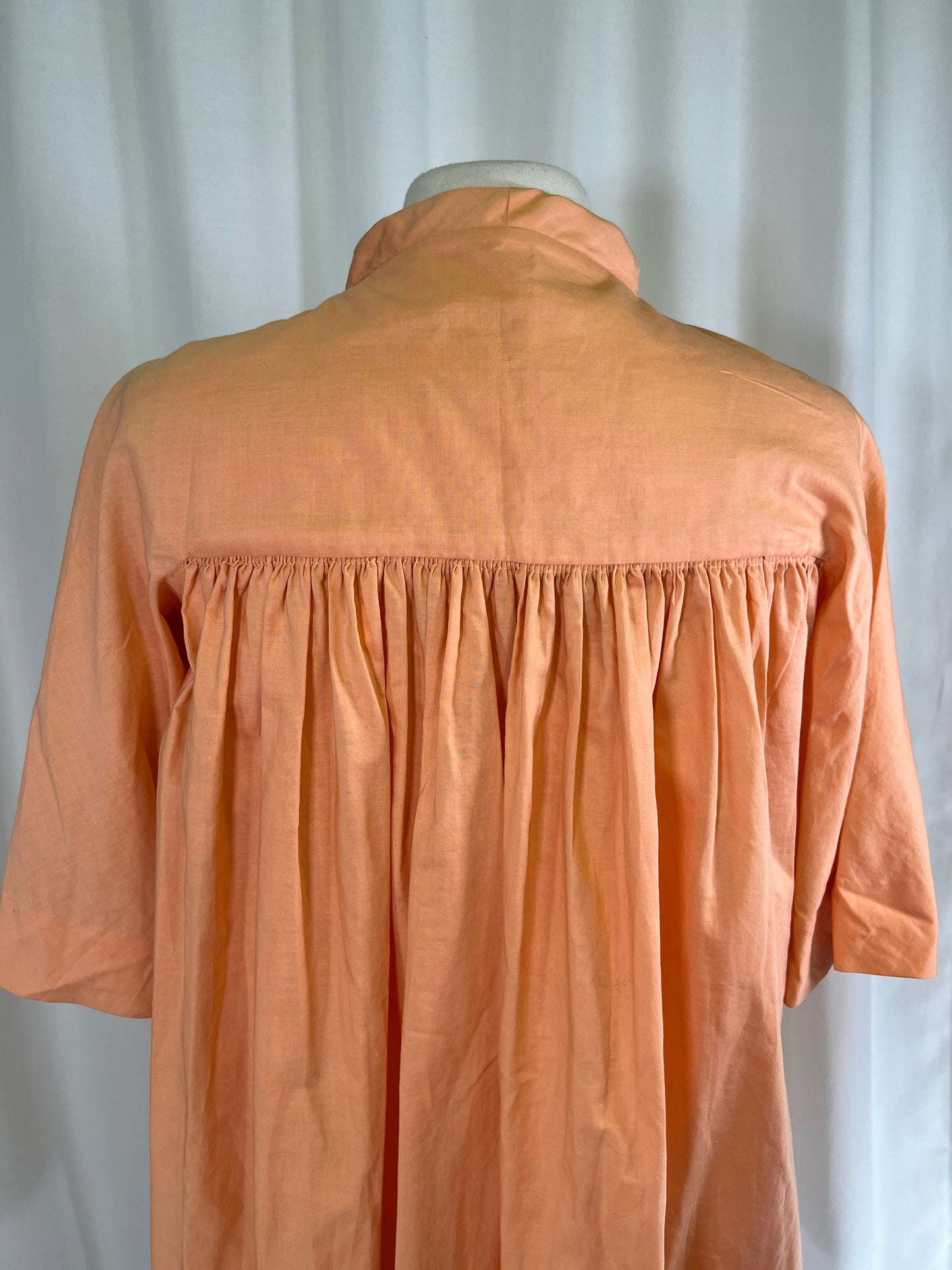 60s Leslie Palmer Peach Pussy Bow Smock Dress