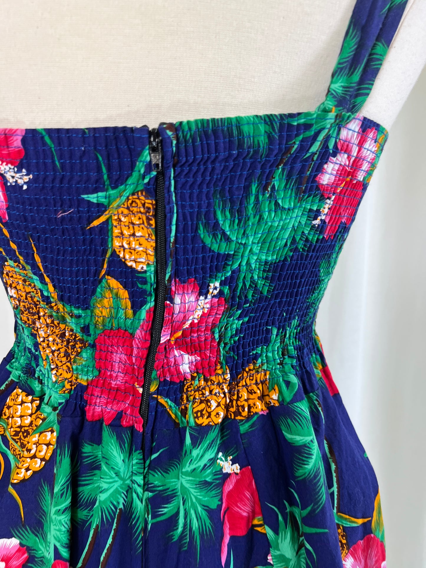 80s Royal Creations Hawaiian Print Mini Dress