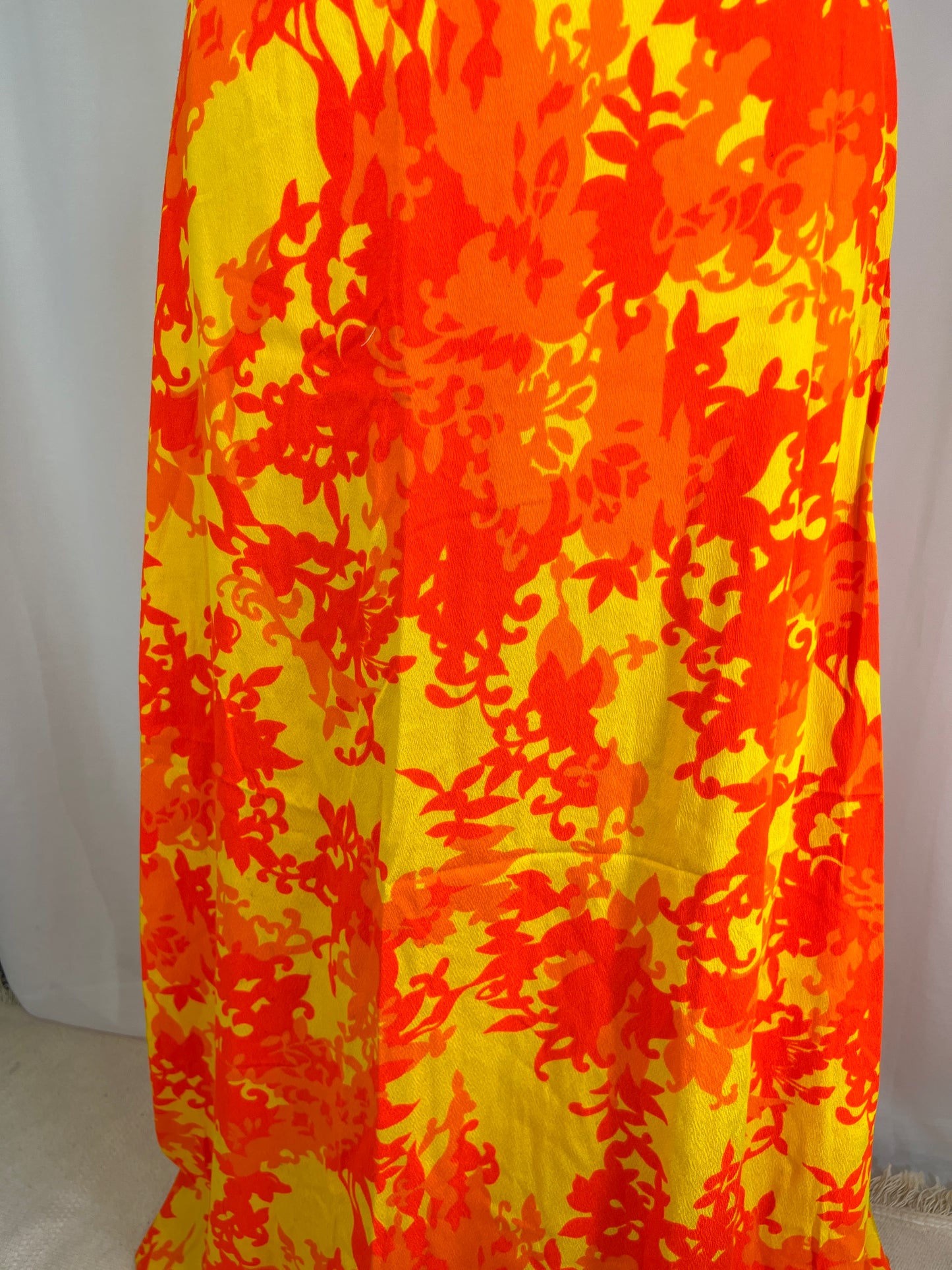 1970's Orange & Yellow Hawaiian Maxi Skirt