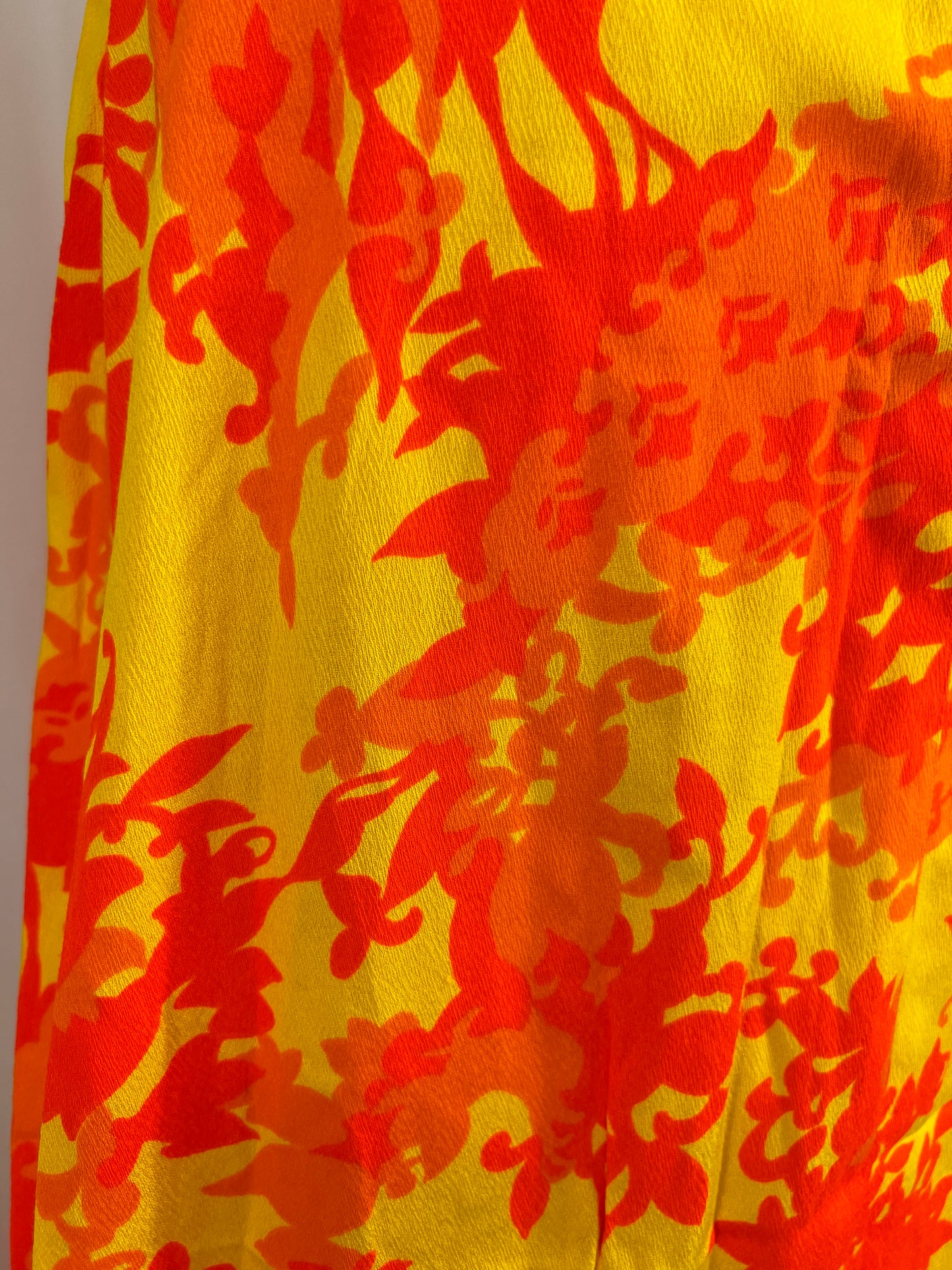 1970's Orange & Yellow Hawaiian Maxi Skirt