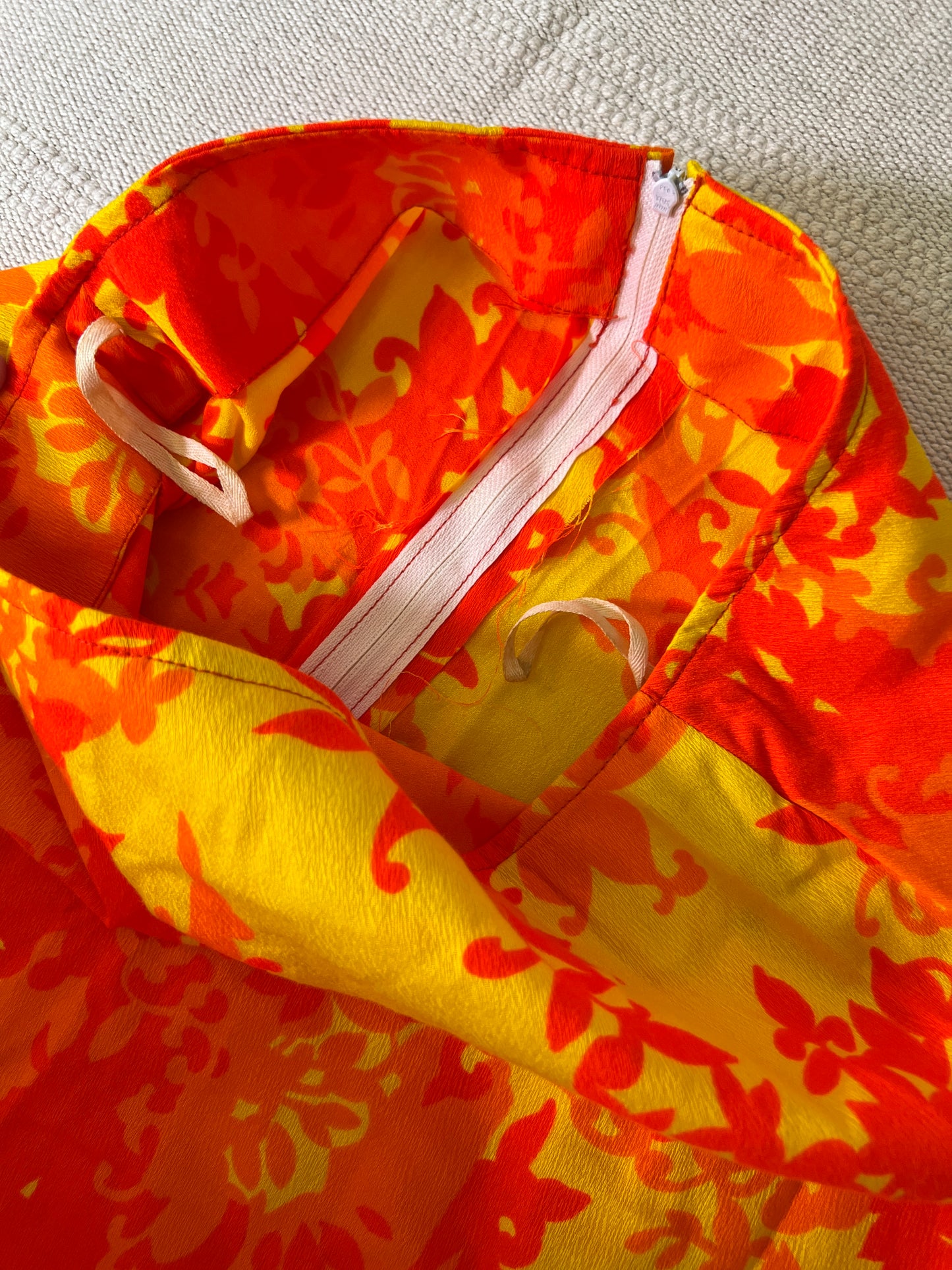 1970's Orange & Yellow Hawaiian Maxi Skirt