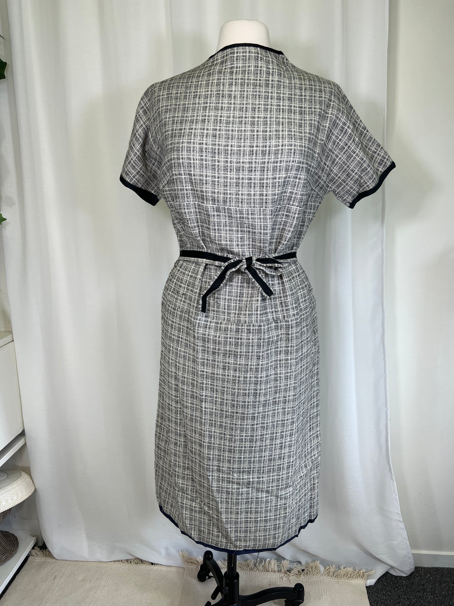 1960's Handmade Black and White Plaid Sheath Dress