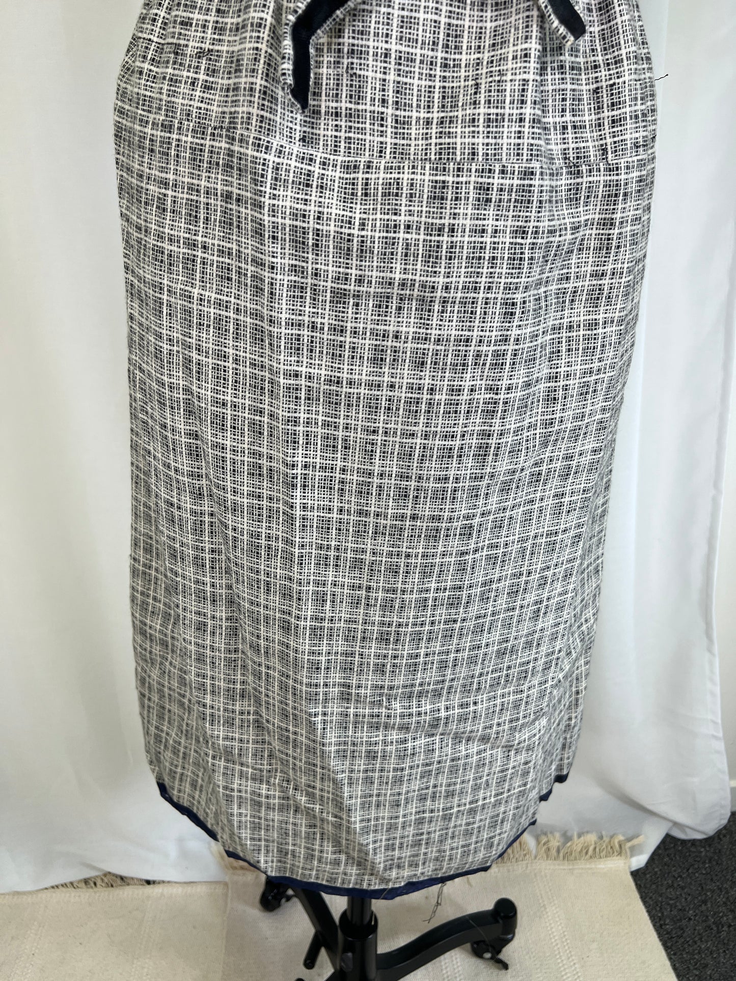 1960's Handmade Black and White Plaid Sheath Dress