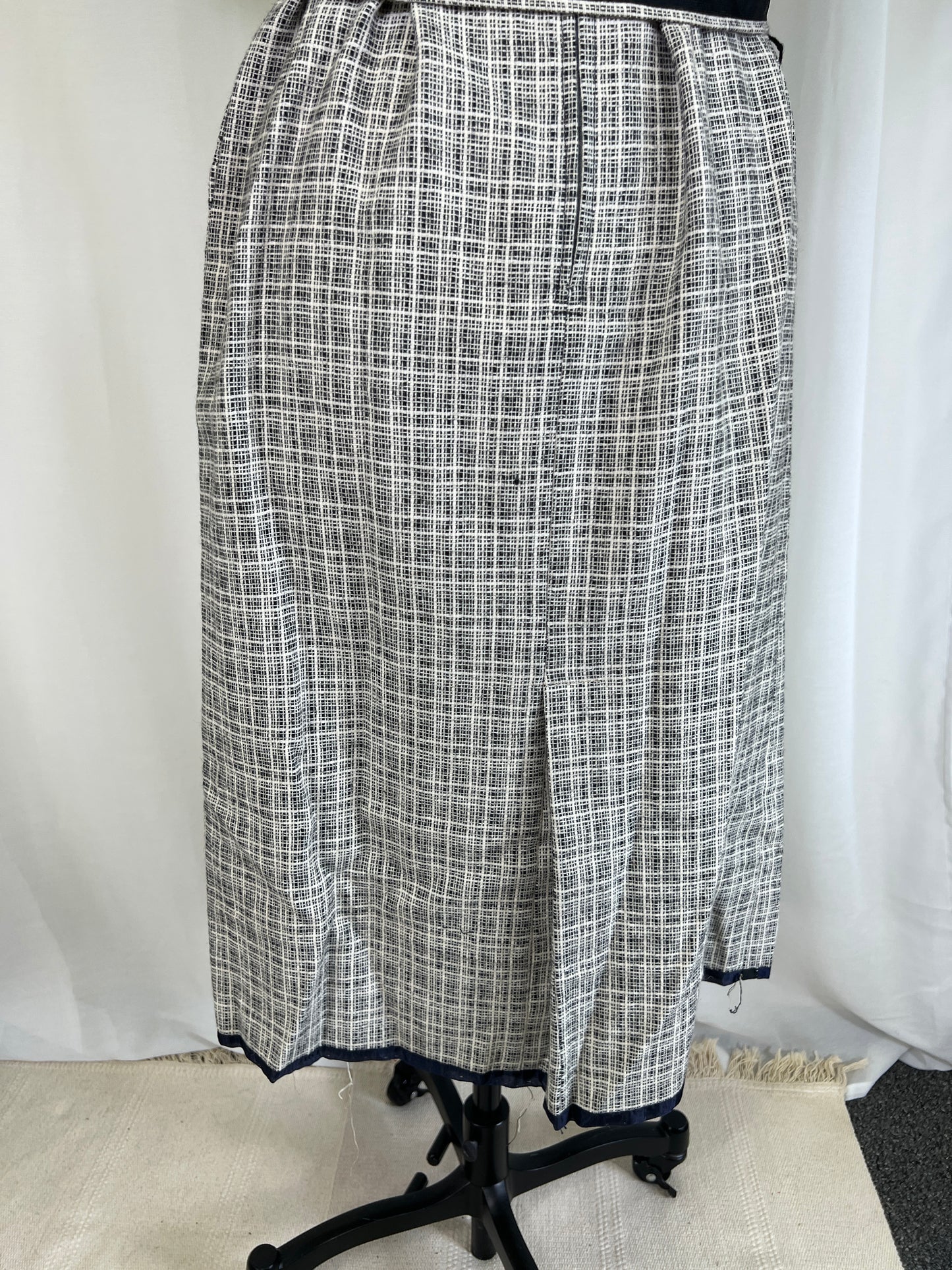 1960's Handmade Black and White Plaid Sheath Dress