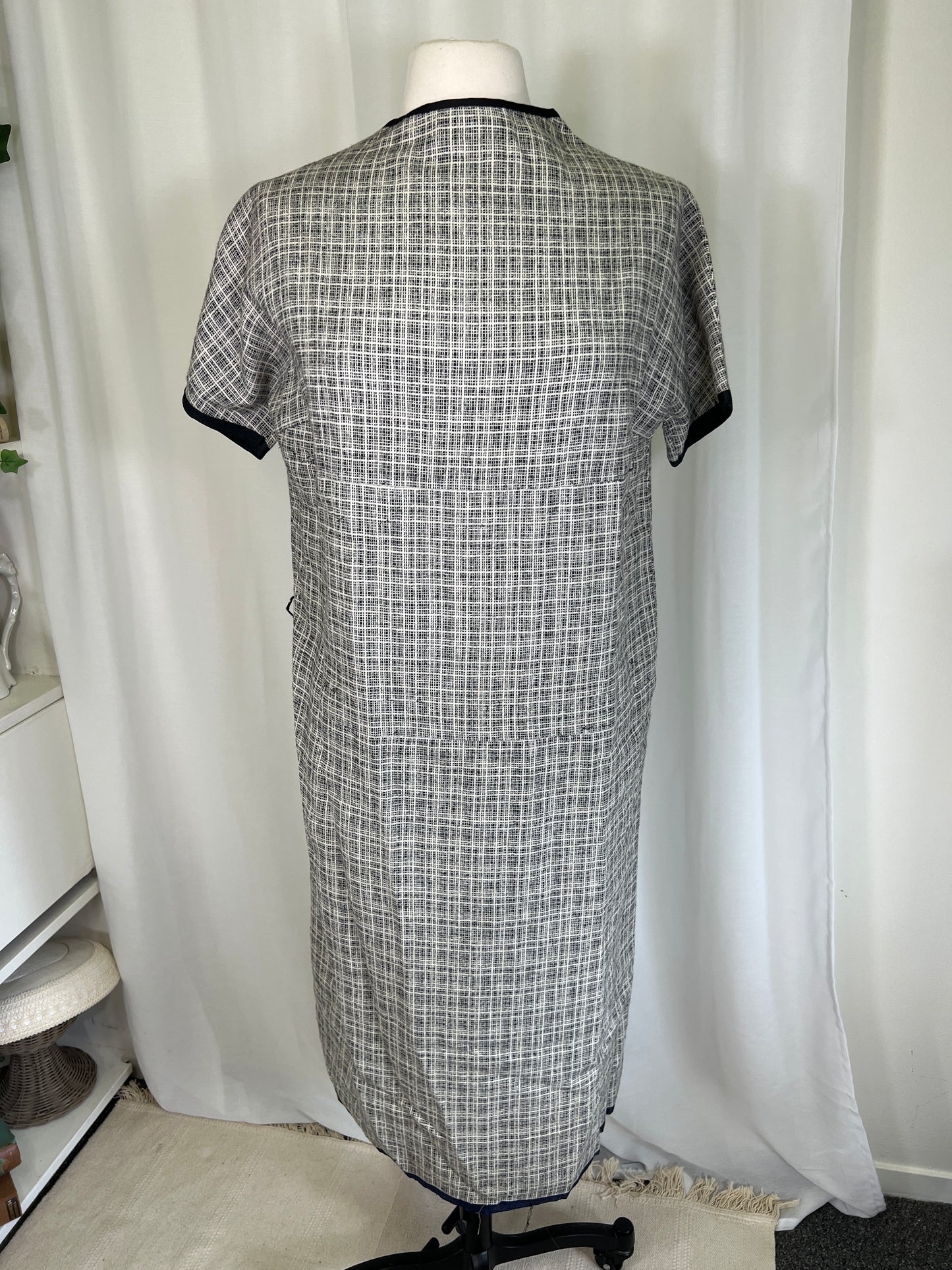 1960's Handmade Black and White Plaid Sheath Dress