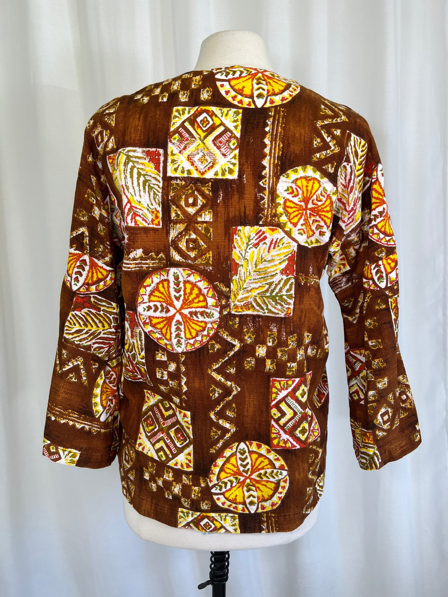 1960's Terrible Herm Original Brown & Orange Hawaiian Blouse