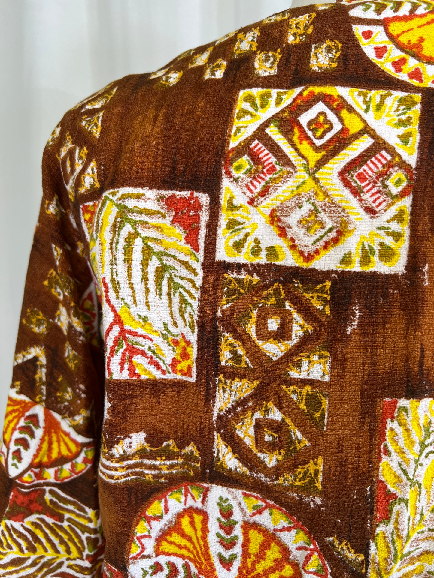 1960's Terrible Herm Original Brown & Orange Hawaiian Blouse