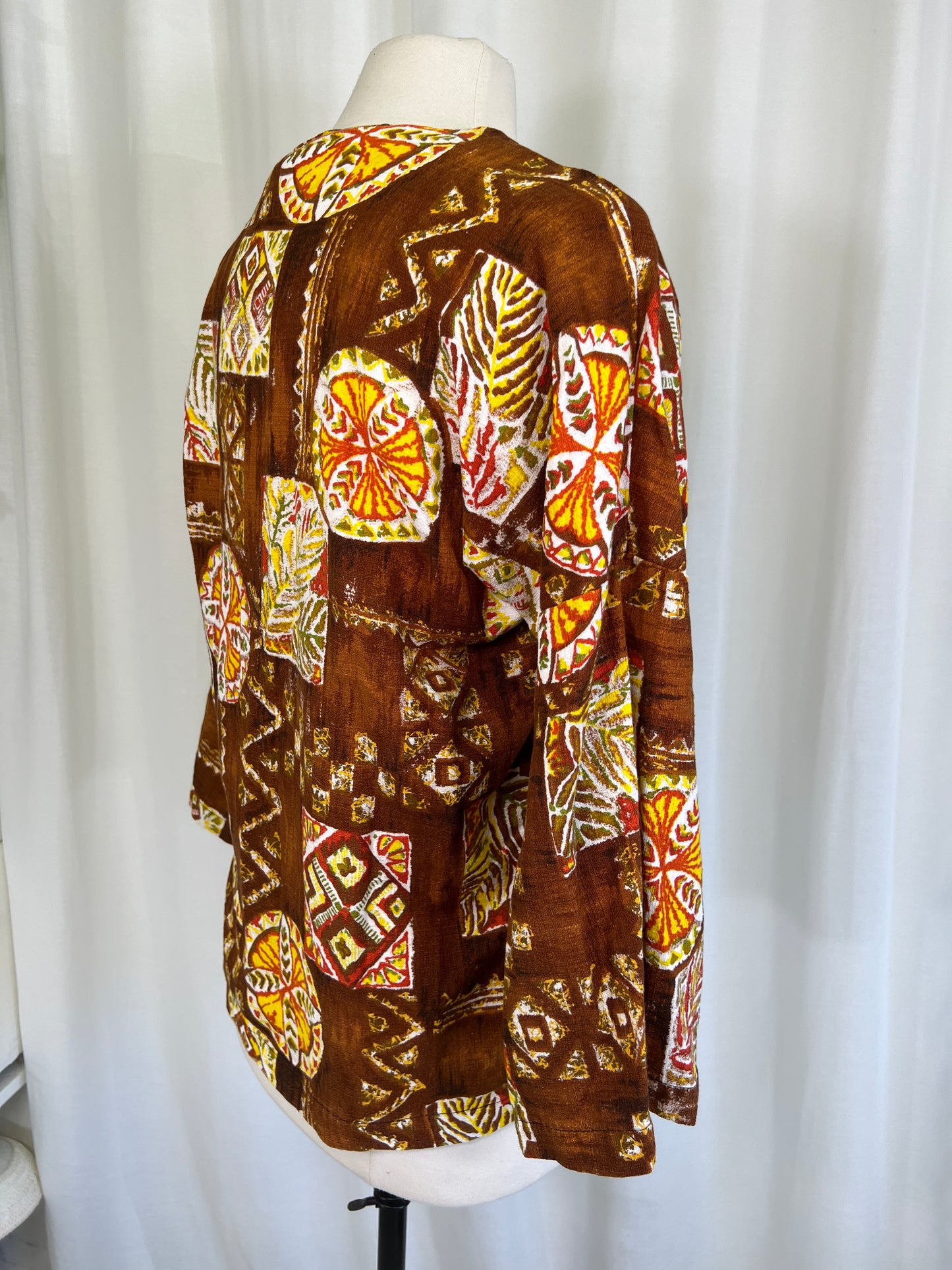 1960's Terrible Herm Original Brown & Orange Hawaiian Blouse