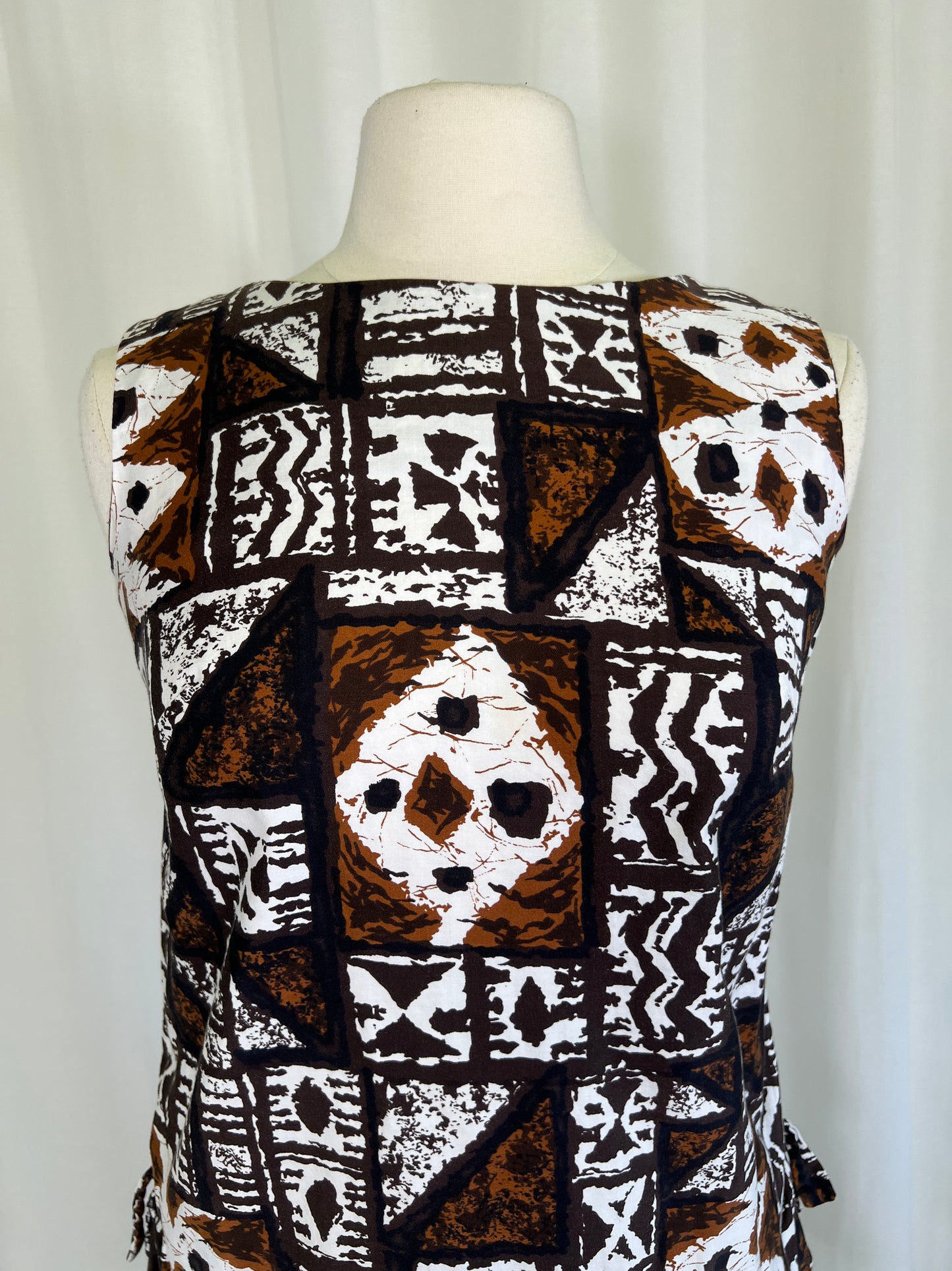 1960's Royal Hawaiian Brown Shift Dress