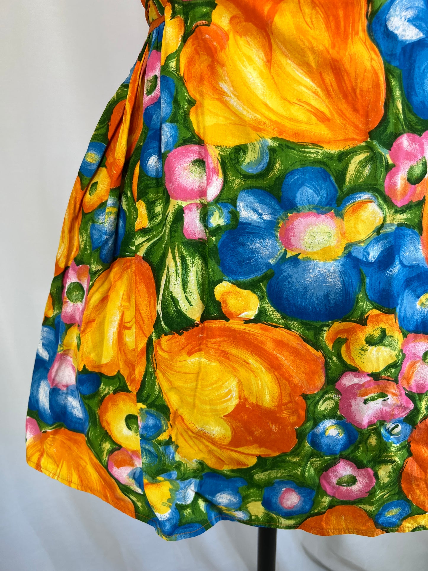 1960's Bonwit Teller Orange & Floral Psychedelic Mini Dress