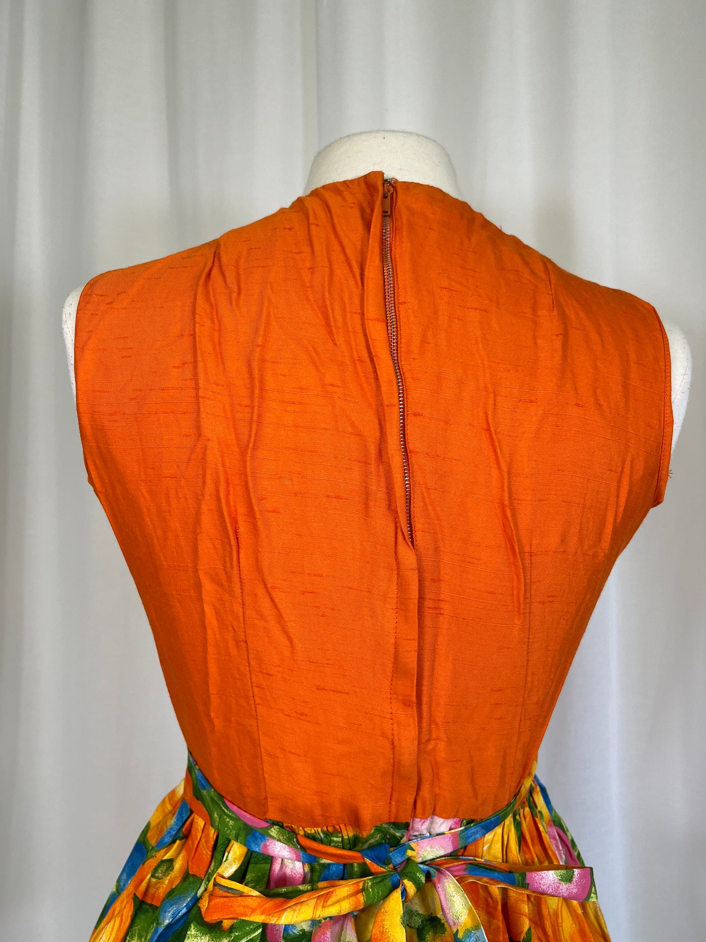 1960's Bonwit Teller Orange & Floral Psychedelic Mini Dress