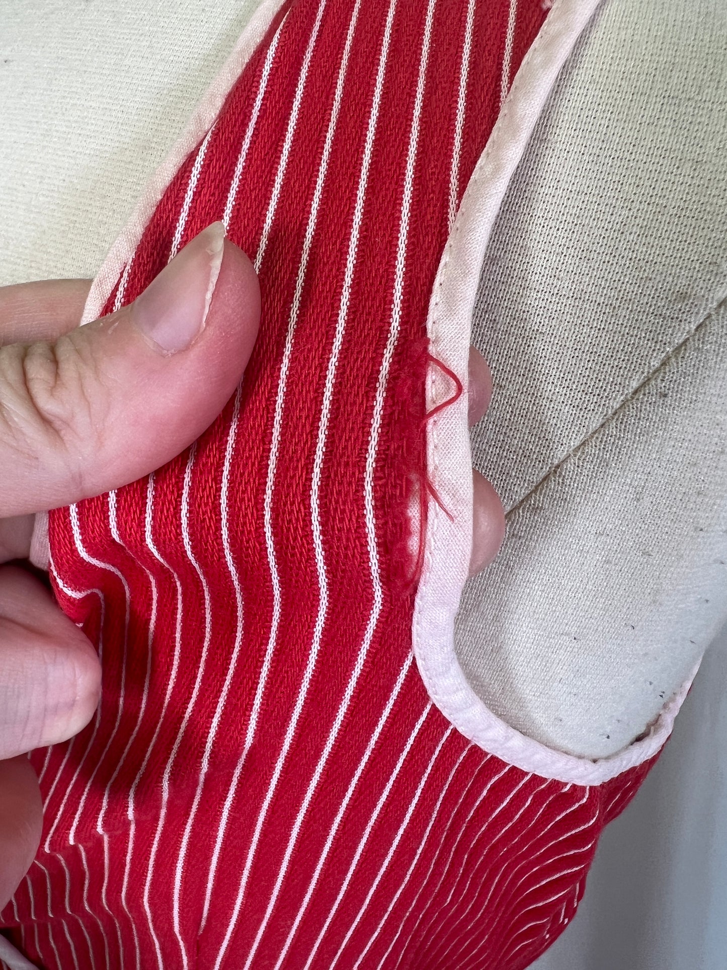 1970's Red & White Pinstripe Maxi Wrap Dress