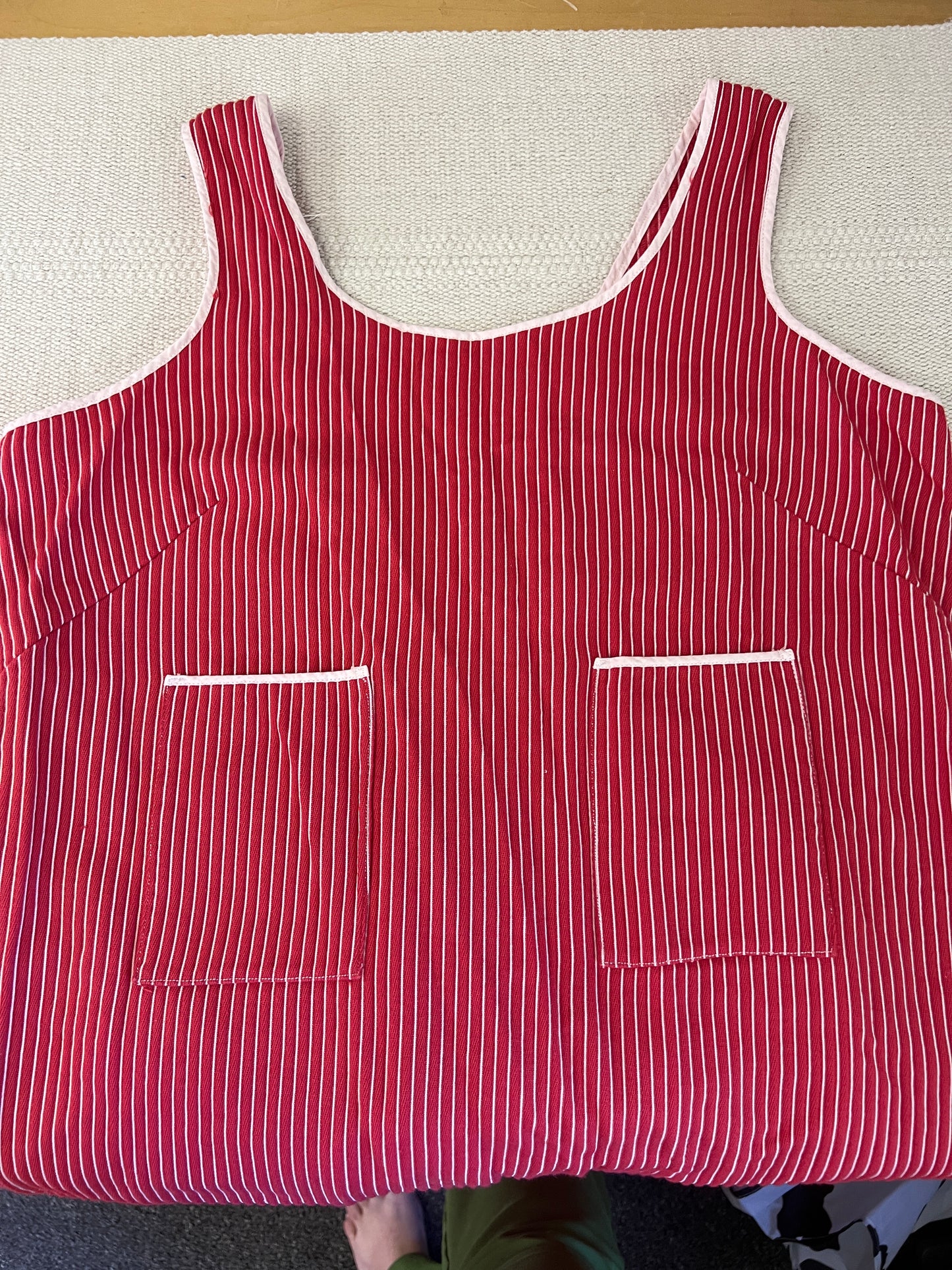 1970's Red & White Pinstripe Maxi Wrap Dress