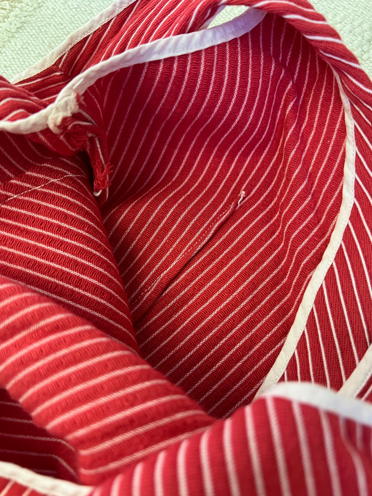 1970's Red & White Pinstripe Maxi Wrap Dress