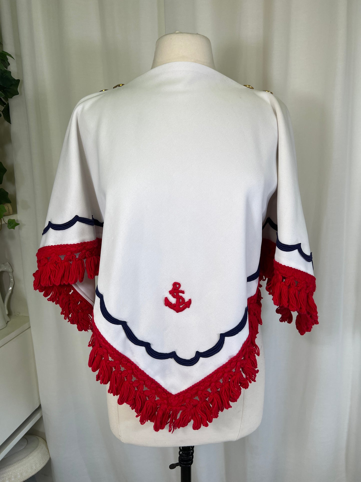 1960's One of a Kind Nautical Fringed Poncho